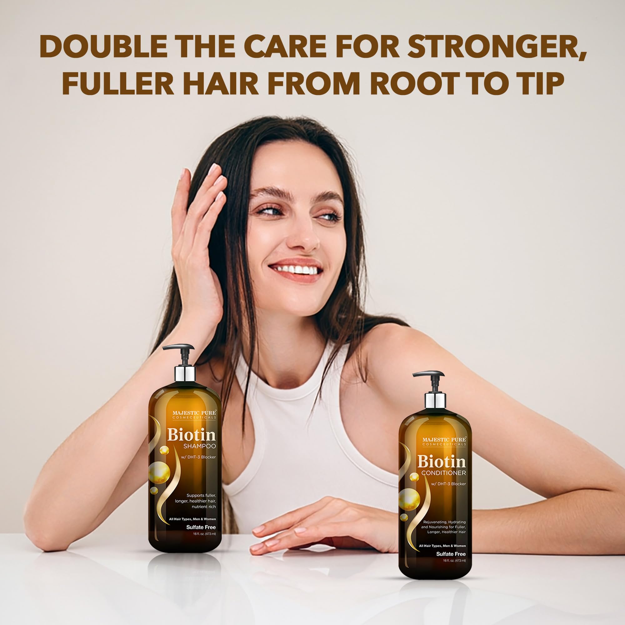 MAJESTIC PURE Biotin Shampoo and Conditioner Set with DHT Blocker Complex - Hydrating, Nourishing & Supporting Healthy Hair, Sul