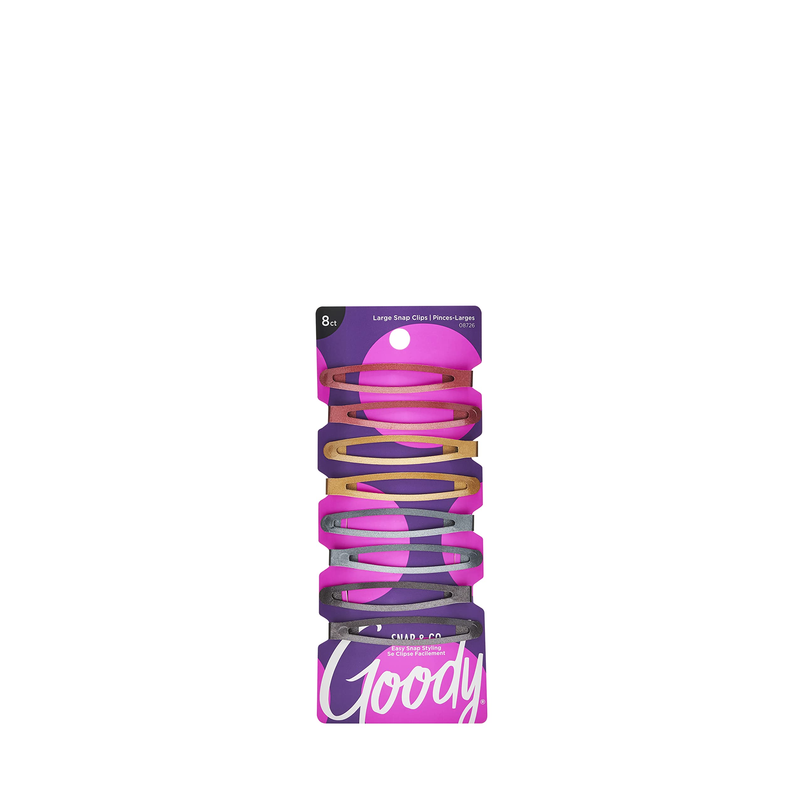 Goody Snap & Go Contour Clips, Assorted Metallic Colors, 8Ct