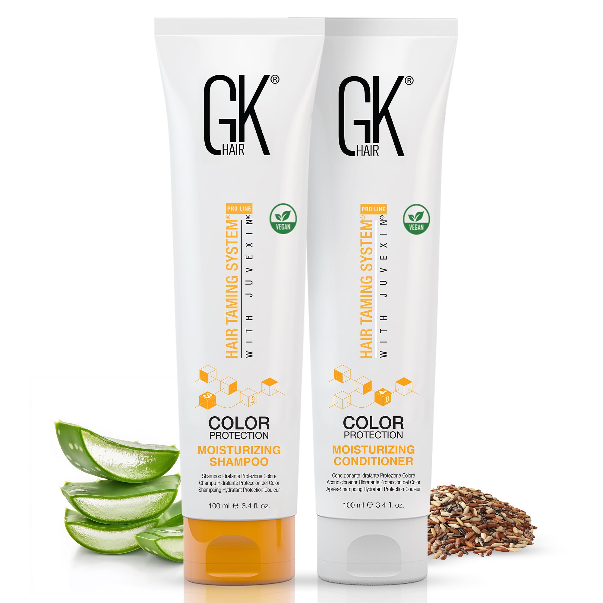 GK HAIR Color-Treated Moisturizing Shampoo & Conditioner 3.4 fl oz Duo - Sulfate-Free Hydrating Set for Color Protection, Frizz 