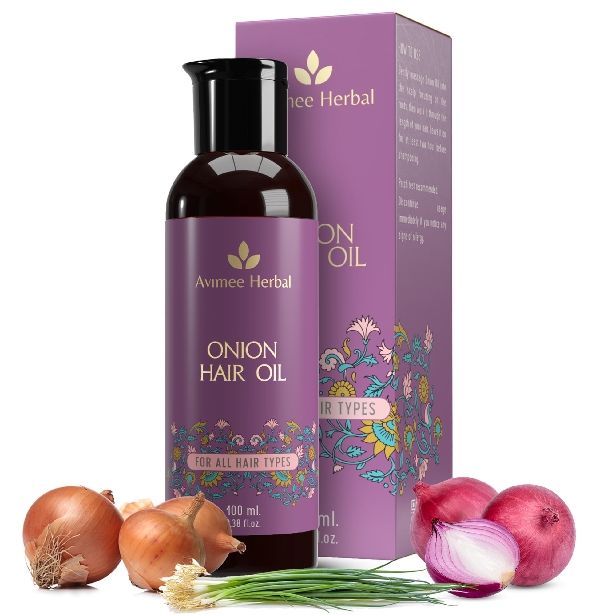 Avimee Herbal Keshpallav Onion Hair Oil | For Long & Strong Hair | With Red, Black, Yellow & Green Onion Seed Oil | Mineral Oil 
