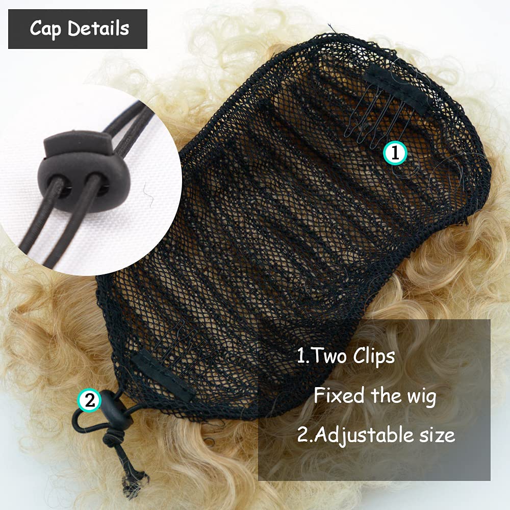 Yinmei Baibian Brown Blonde Afro Puff Drawstring Ponytail Kinky Curly High Puff Ponytail Bun Hair Piece Short Clip In On Updo Ha
