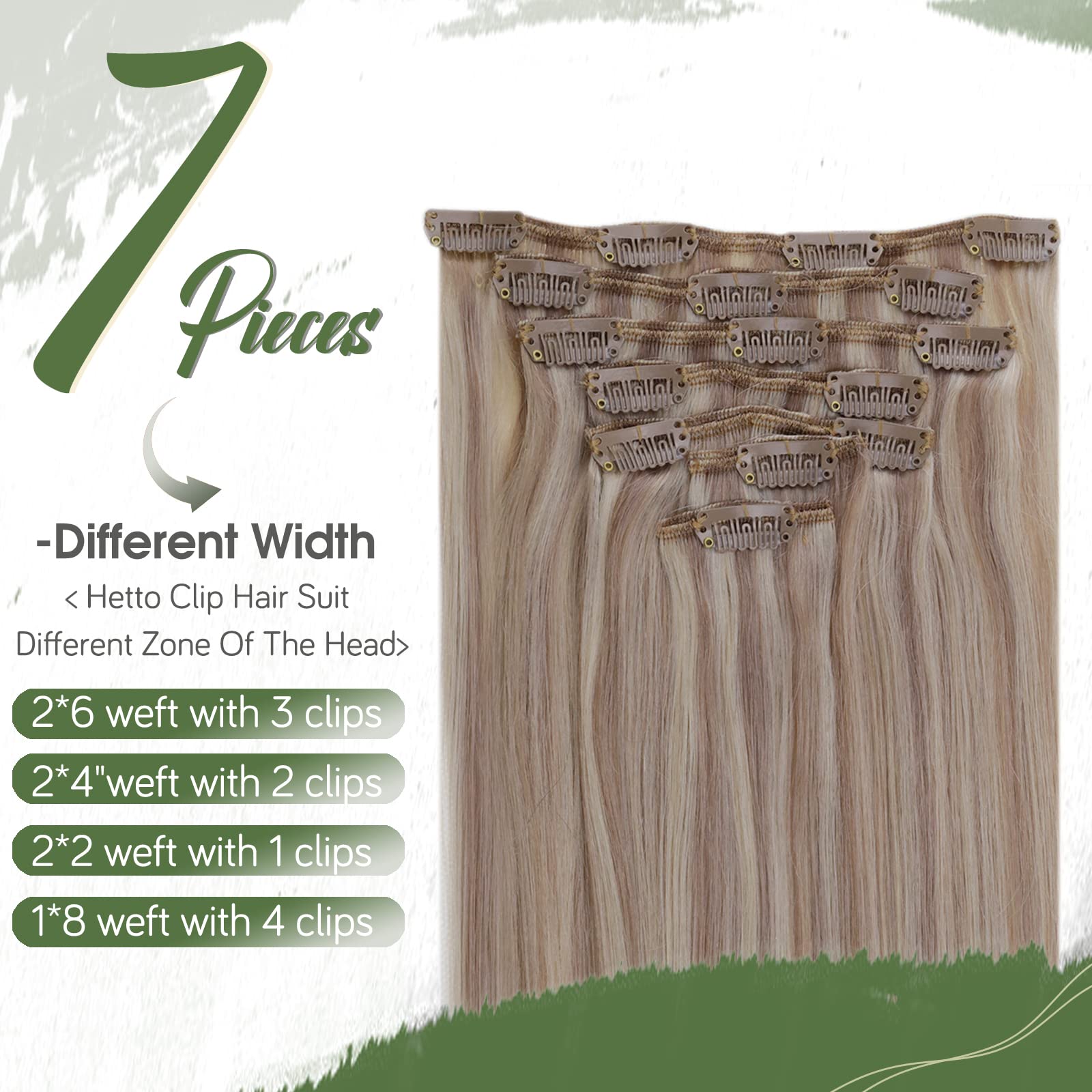 Hetto Blonde Hair Extensions Clip In Human Hair Ash Blonde Highlighted Bleach Blonde Natural Clip In Hair Extensions Real Human