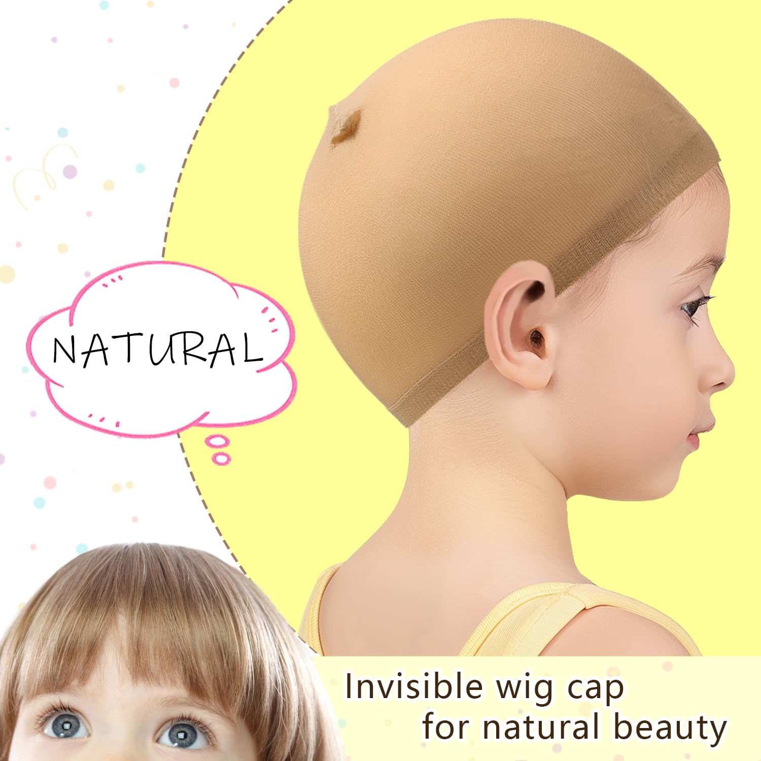 Morgles 6Pcs Small Wig Cap For Kids, Stretchy Stocking Caps For Wigs Nylon For Halloween, Cosplay, Party