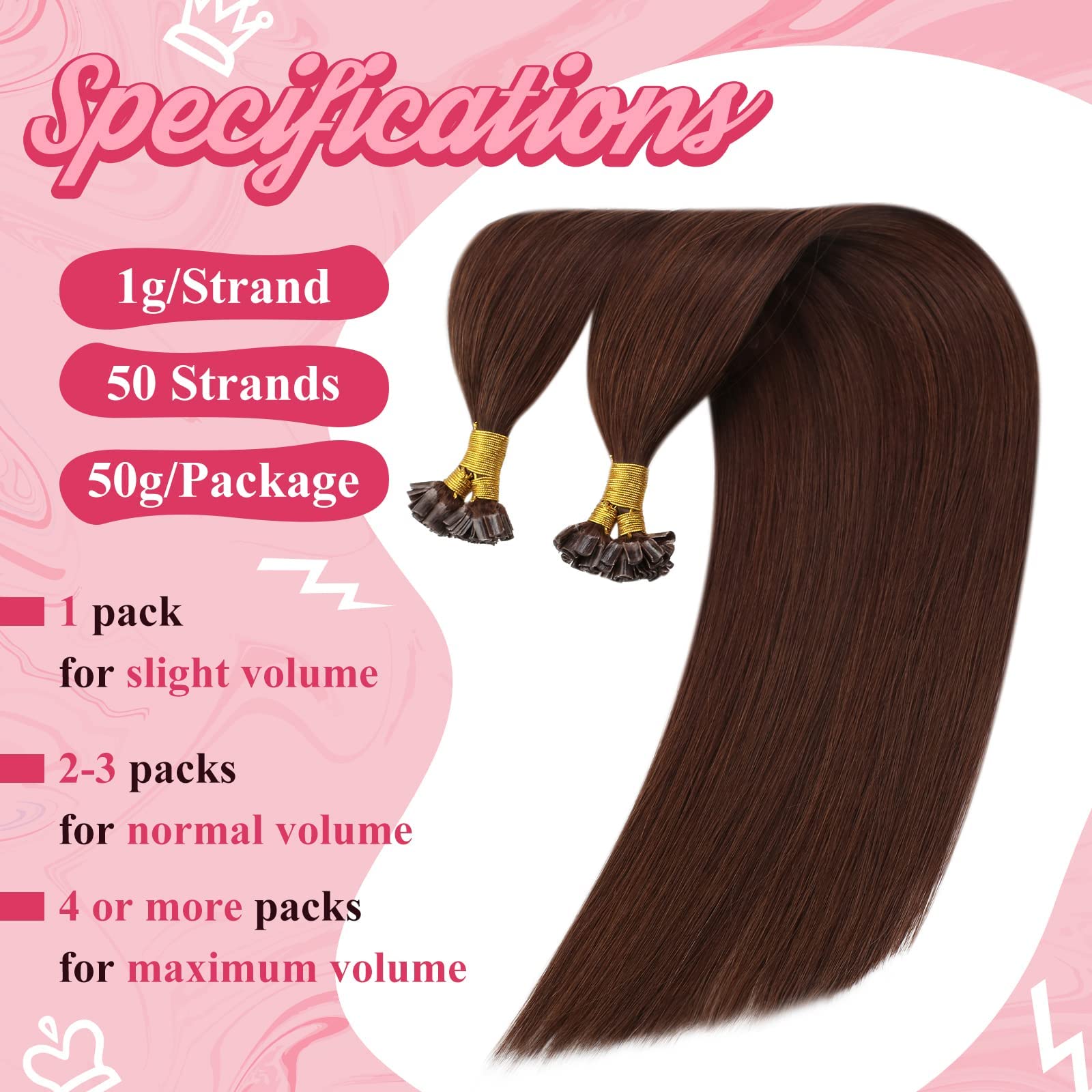 [Short]Sunny Utip Hair Extensions Human Hair Auburn U Tip Hair Extensions Human Hair Dark Auburn Fusion Hair Extensions Human Ha