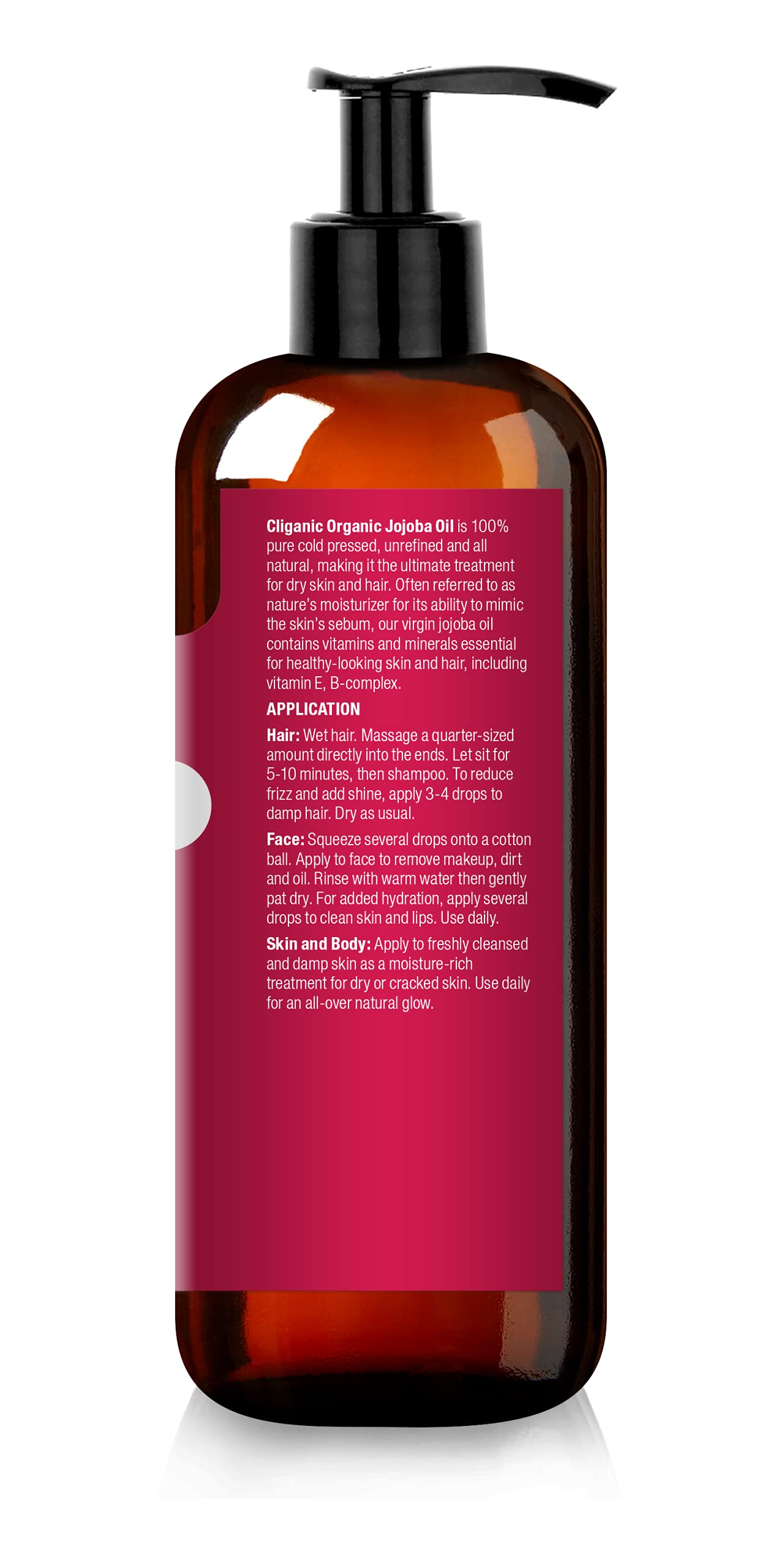 Cliganic Usda Organic Jojoba Oil 16Oz With Pump, 100% Pure  Bulk, Moisturizing Oil For Face, Hair, Skin & Nails  Natural Cold Pr