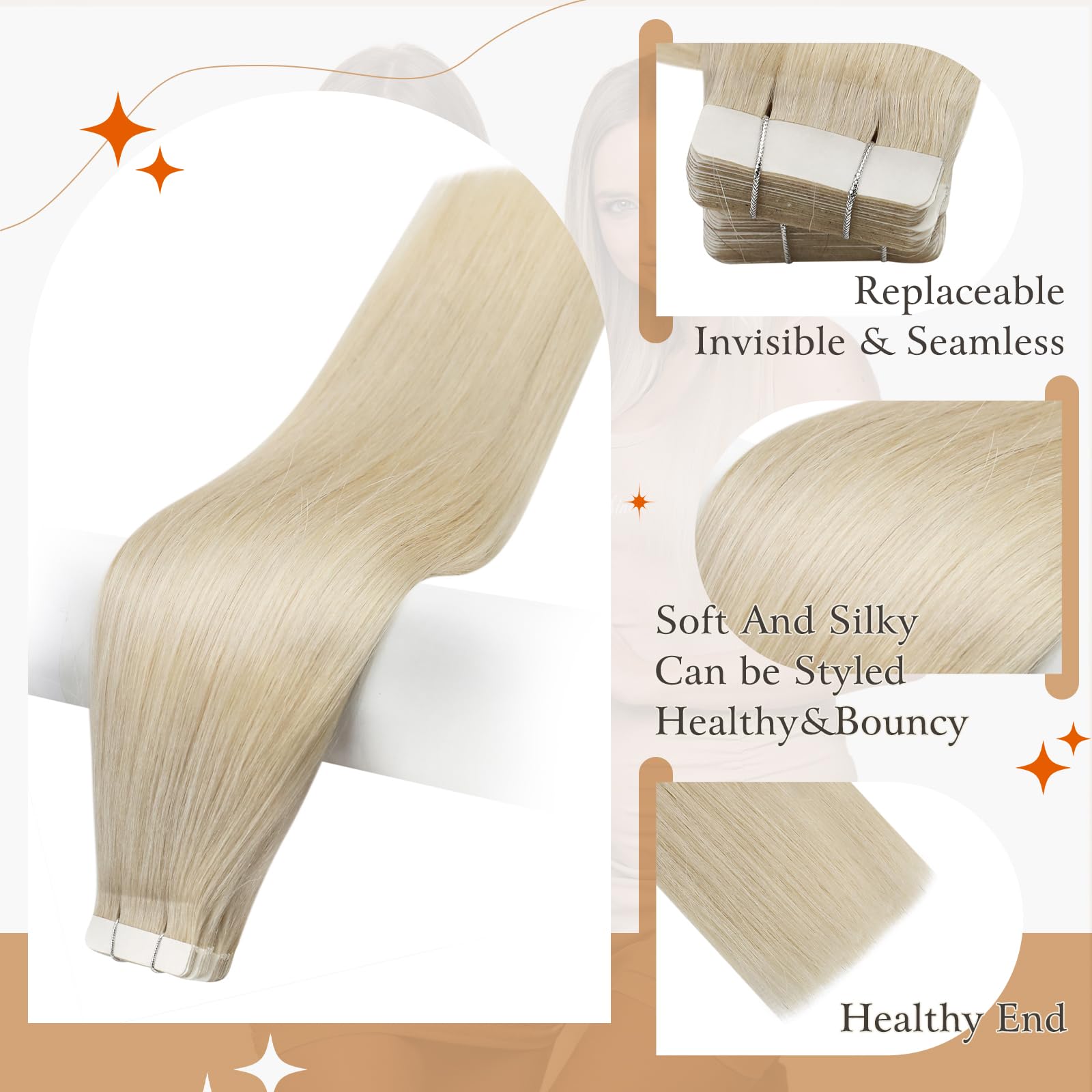 Full Shine Tape In Real Hair Extensions Blonde Real Human Hair 10 Inch Tape In Extensions Human Hair For Women 30 Gram 20 Pcs Do