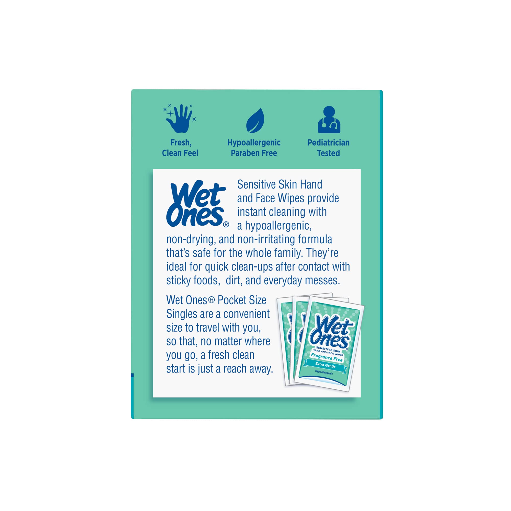Wet Ones Sensitive Skin Hand And Face Wipes, Singles, 24 Count (Pack Of 6)
