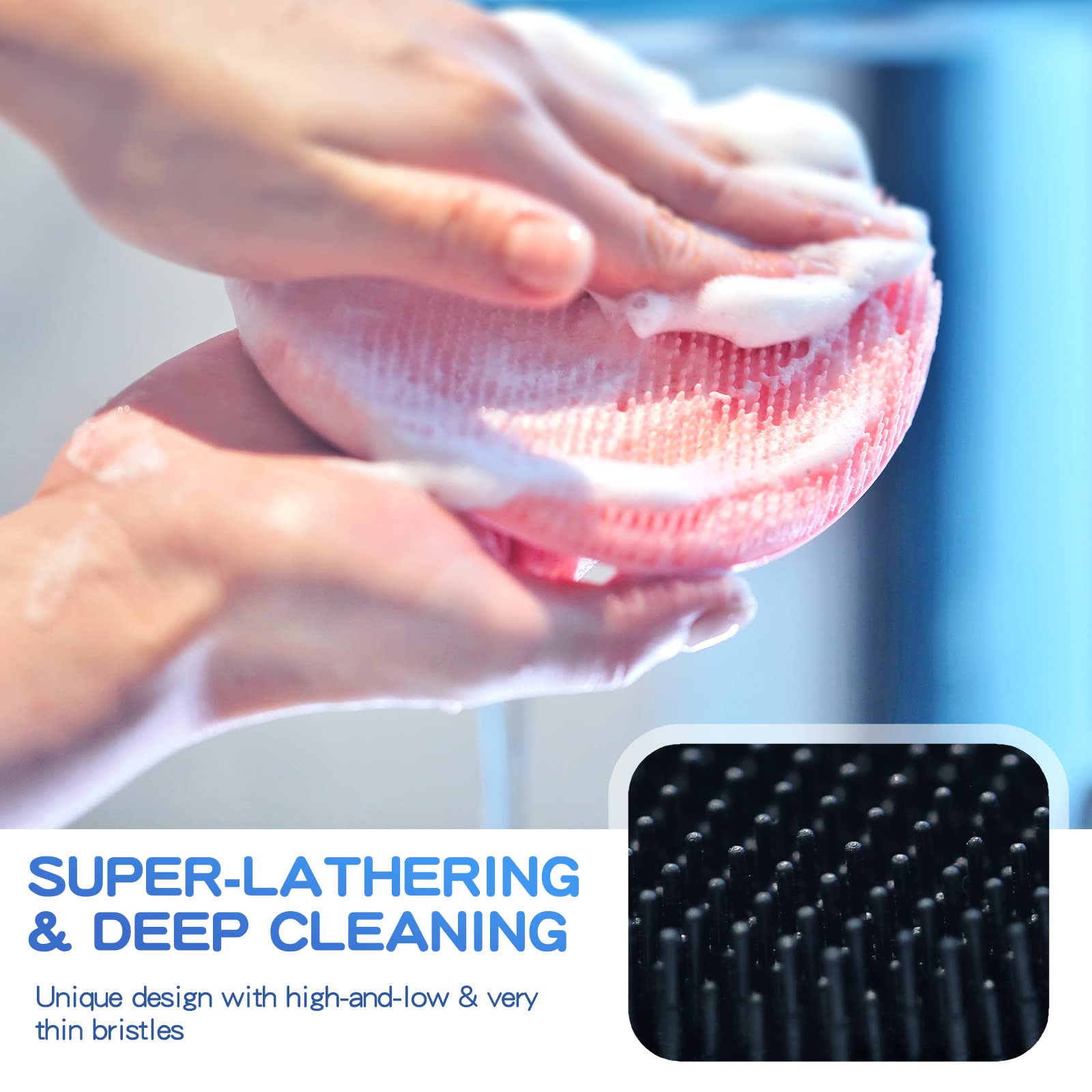 Manmihealth Soft Silicone Shower Brush, Super-Lathering And Deep-Cleaning Body & Face Scrubber, Gentle Exfoliating Bath Glove Fo