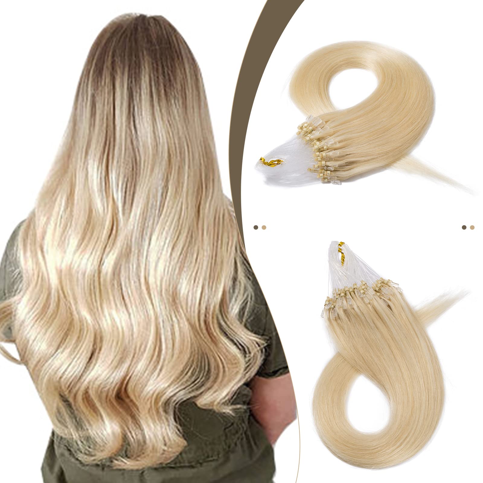 SEGO Micro Beads Hair Extensions Human Hair Micro Loop Human Hair Extensions Natural Straight Micro Ring Hair Extensions Cold Fu