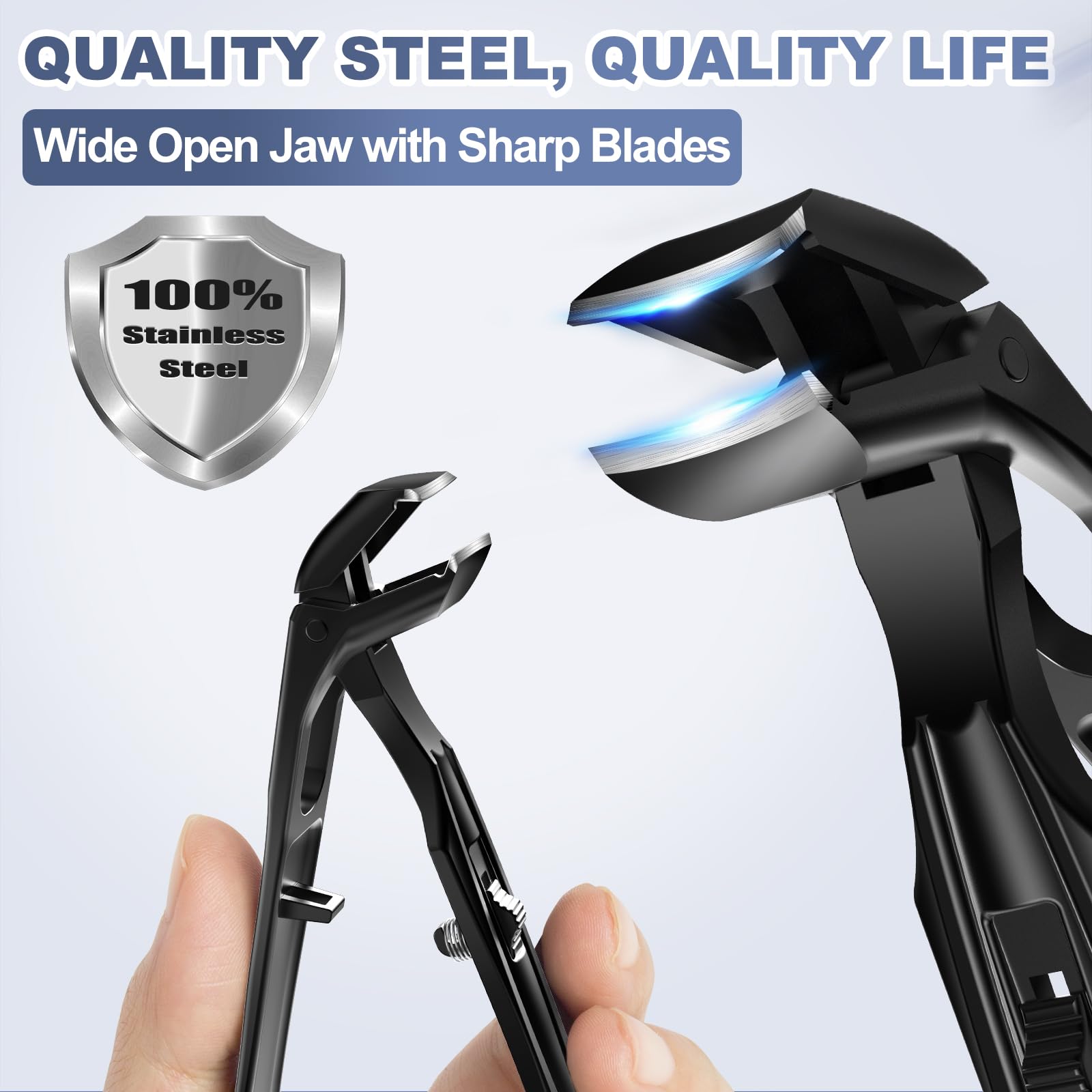 Angled Head Nail Clippers for Men - Toenail Clippers for Seniors Thick Toenails, Heavy Duty Nail Cutter with Catcher Long Handle