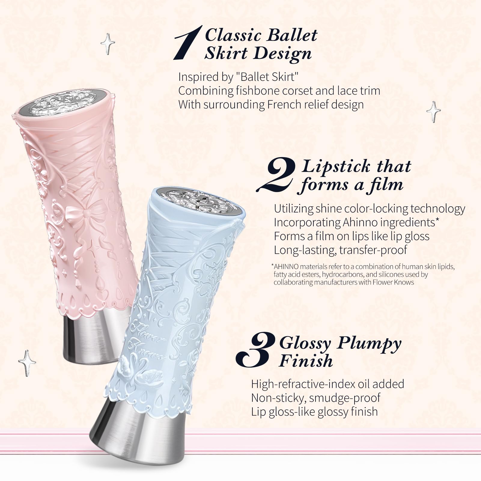 Flower Knows Swan Ballet Shine Solid Lip Gloss Stick-Moisturizing Tinted Lip Balm-Hydrating Lip Gloss In Balm-Long Lasting Lip M