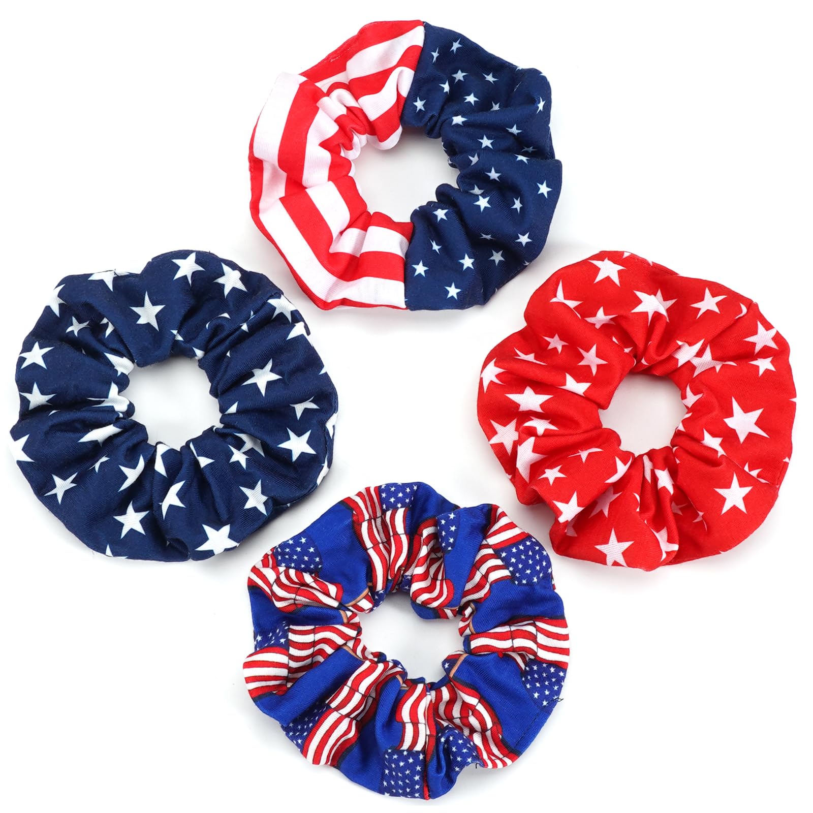 USA American Flag Hair Scrunchies for Women Girls Independence Day Patriotic Red White Blue Hair Ties 4th of July Hair Tie Elast