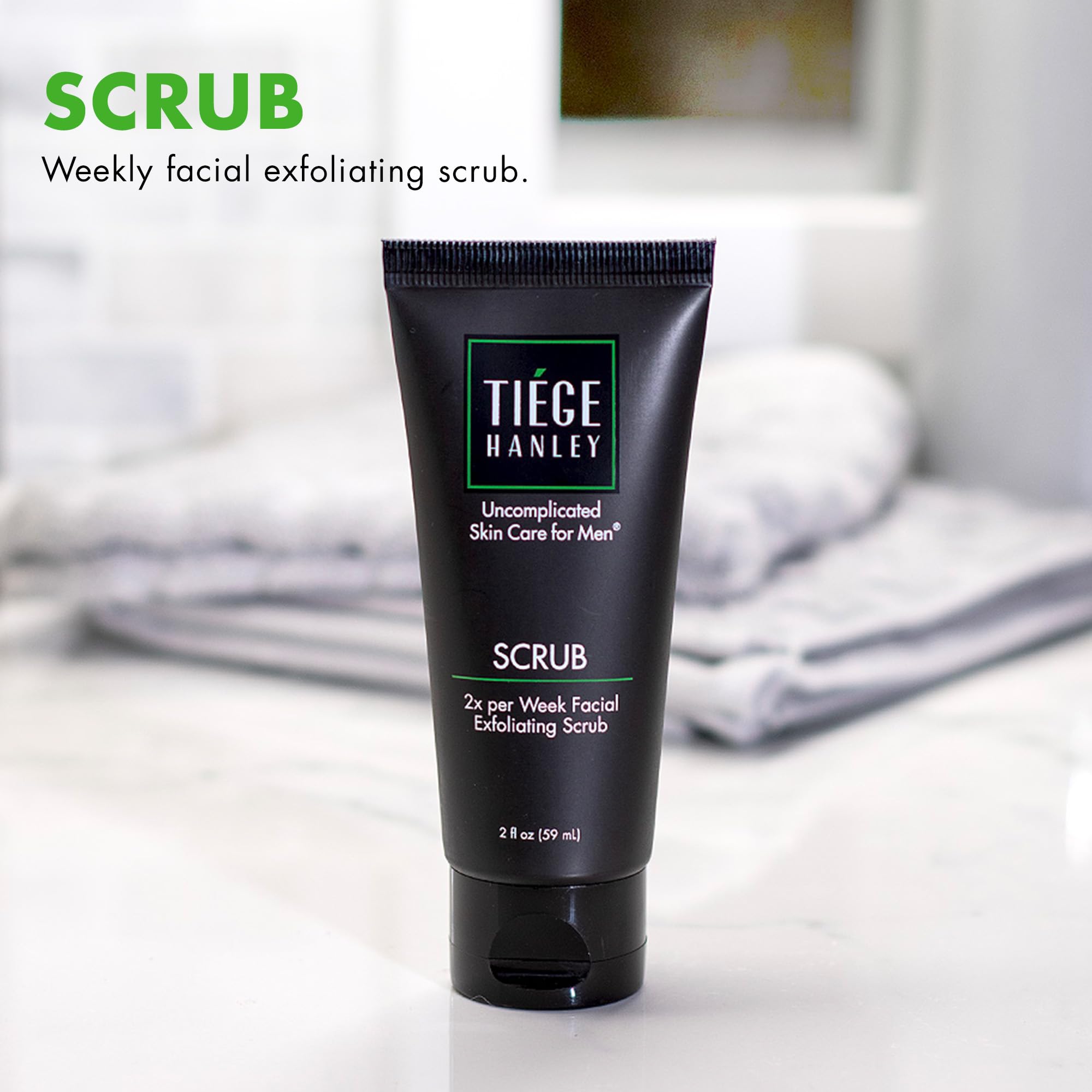 Tiege Hanley Exfoliating Face Wash for Men, 2 Oz - Gentle Face Scrub for Deep Pore Cleansing, Detoxifies & Removes Dead Skin Cel