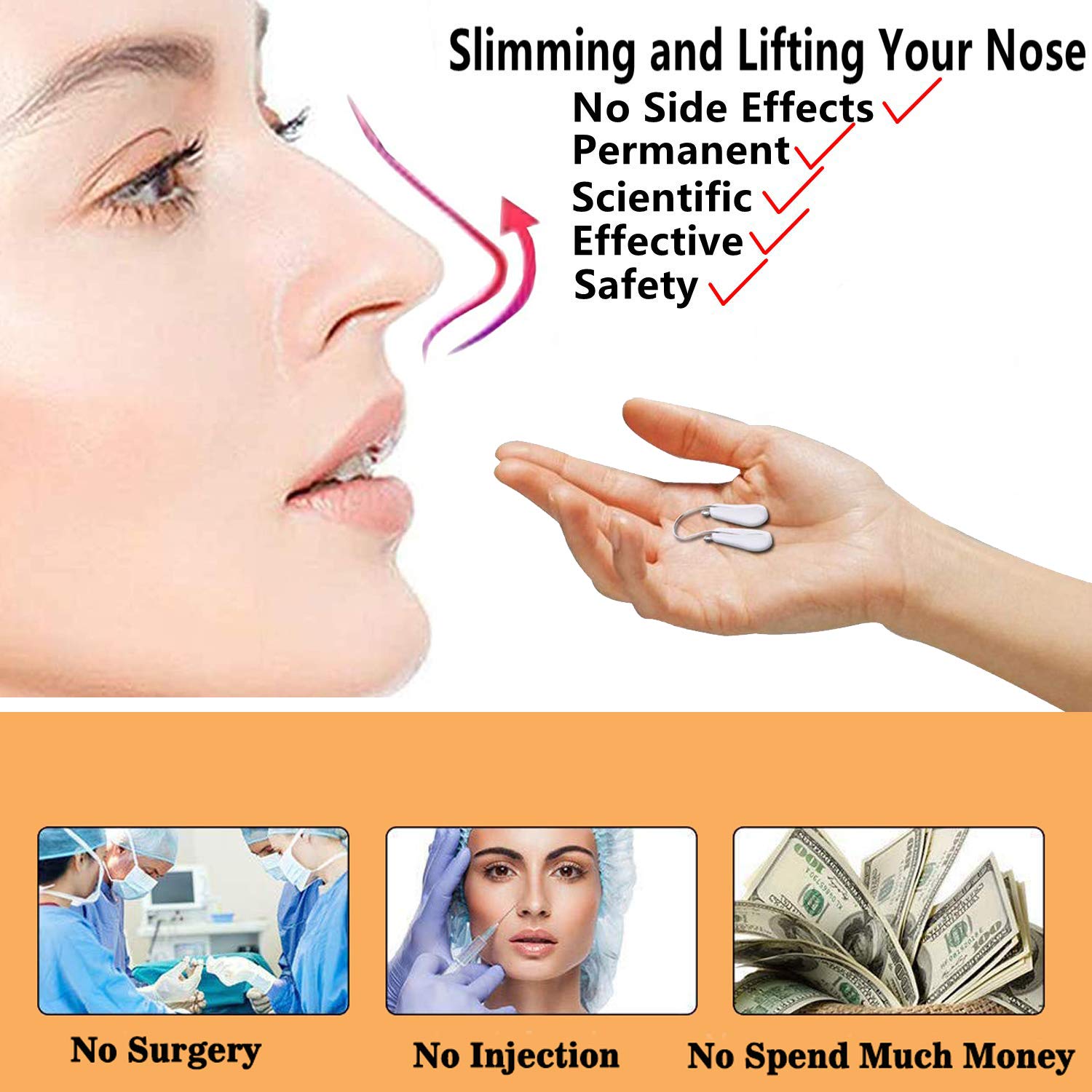 Amijeal Nose Shaper Clip Nose Up Lifting Clip Pain-Free Soft Silicone Nose Slimmer Device Nose Bridge Straightener Corrector Bea