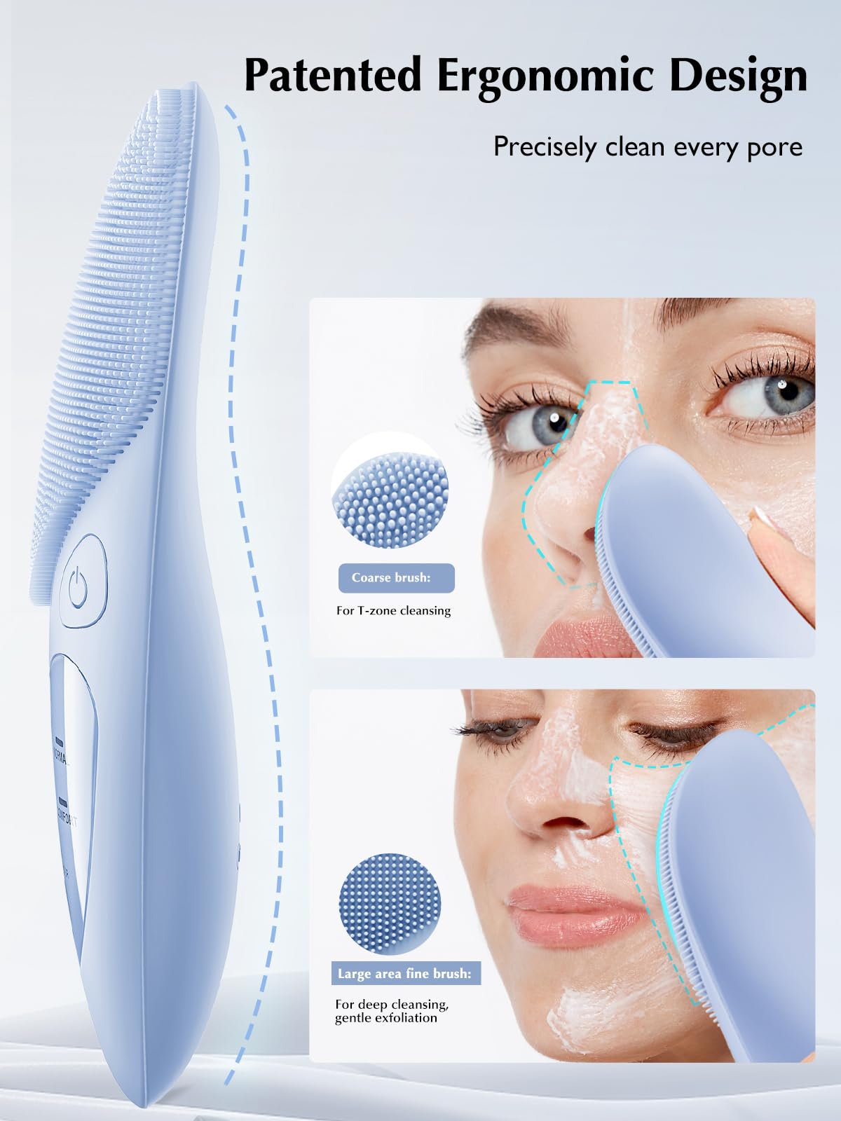 Coslus Facial Cleansing Brush Silicone Face Scrubber: Ipx7 Waterproof Rechargeable Face Wash Brush, 4 Cleansing Modes, Electric