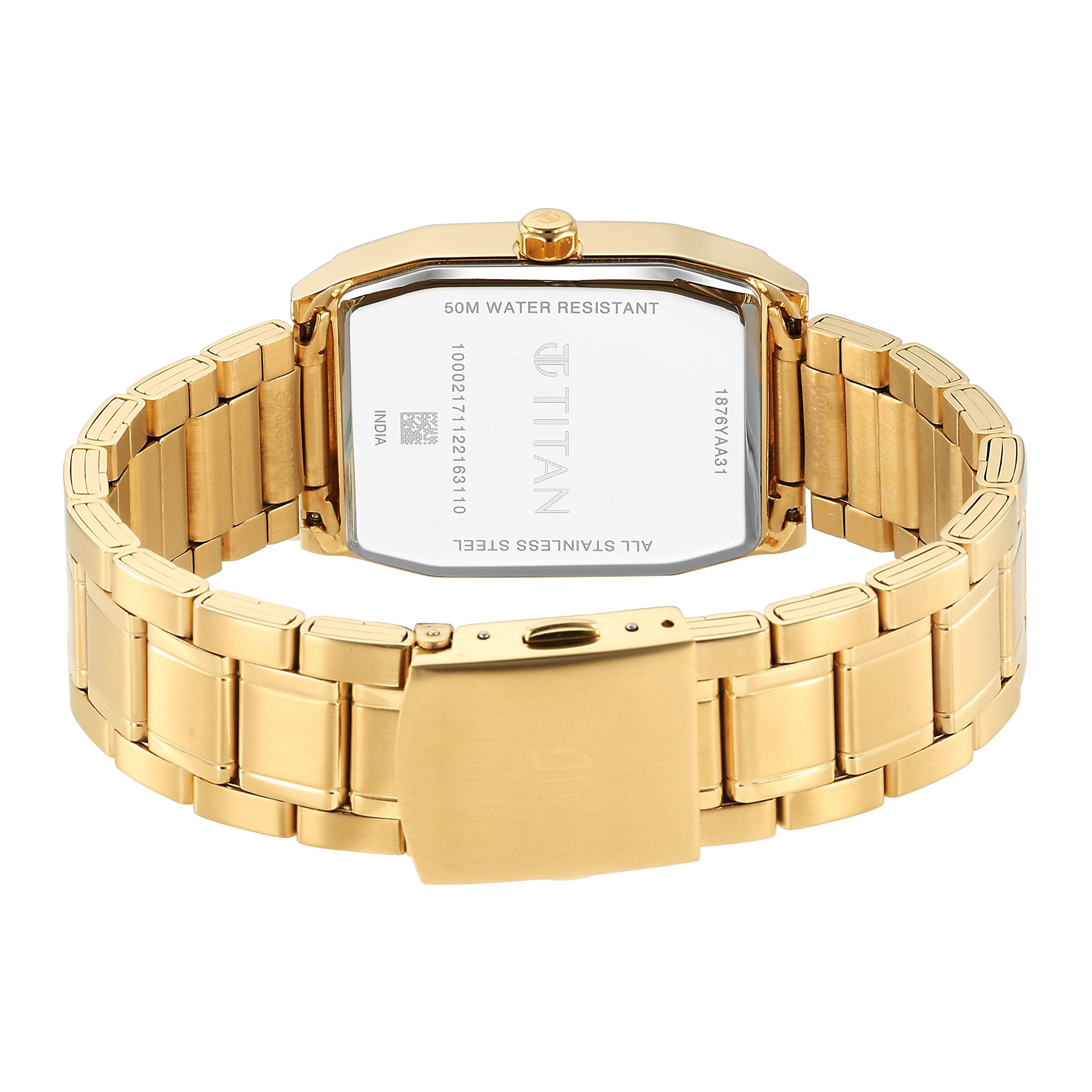 Titan Regalia Analog With Day And Date Opulent White Dial Watch For Men-Ns1876Ym02, Yellow Plating, Free Size, Classic