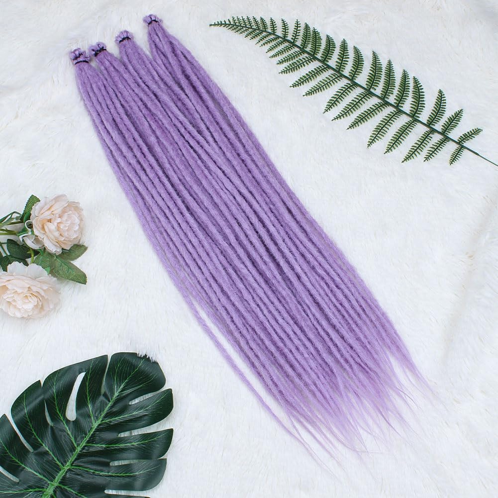 Kraler Lavender Purple Dreadlock Extensions, 22 '' Synthetic Crochet Dreads Extensions 100% Handmade Single Ended Dreads Thin 0.