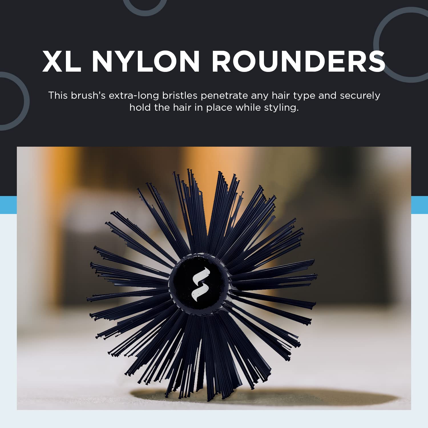 Spornette Double Stranded XL Nylon Round Brush 2.5 Inch (#964-XL) Straightening, Smoothing, Relaxing, De-Frizzing, Detangling, S