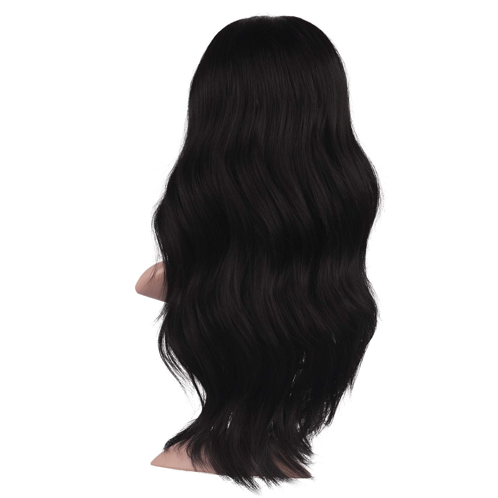 Feshfen Long Black Wigs For Women 22 Inch Curly Wavy Full Wig Middle Parting Wigs Natural Looking Synthetic Wig Extensions For D