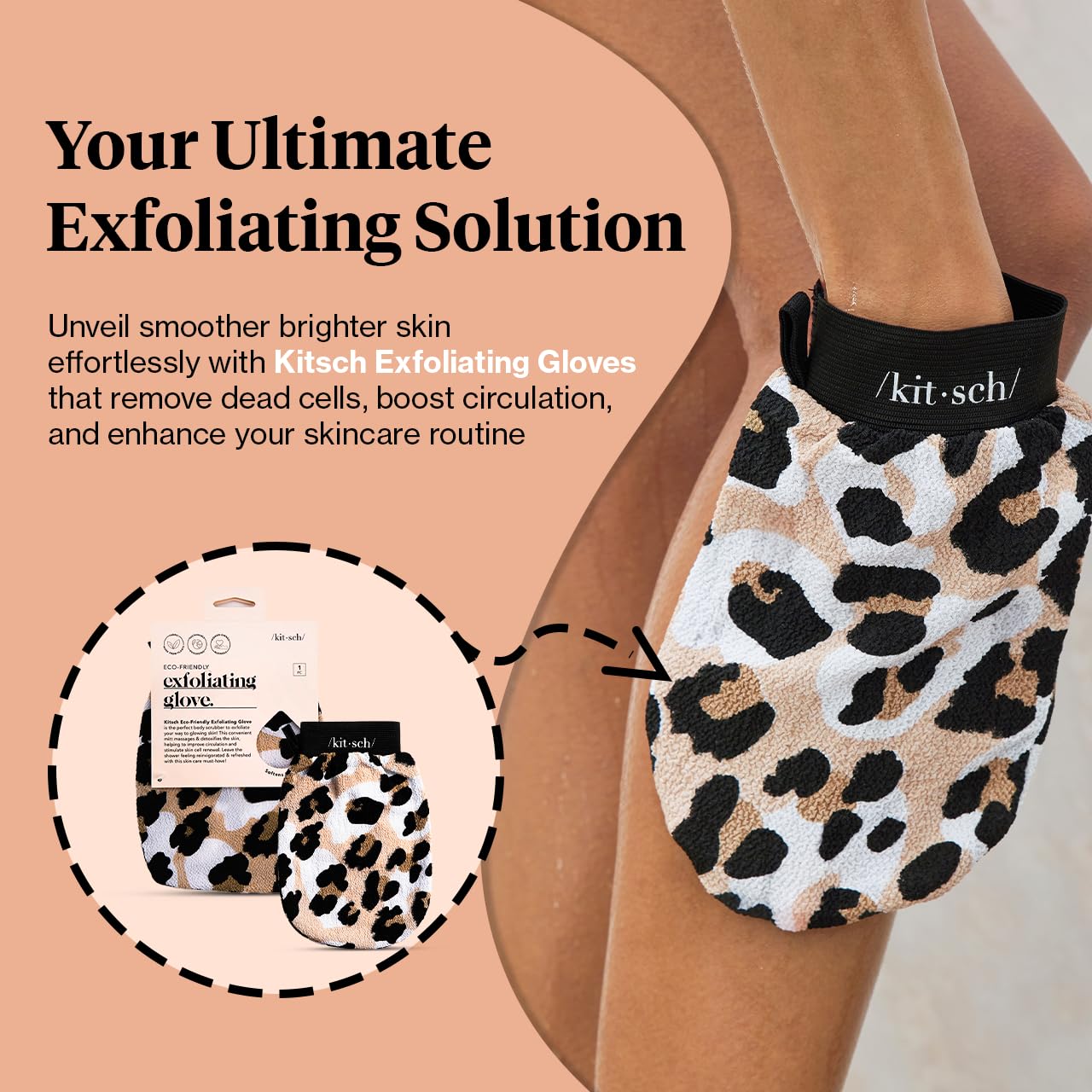 Kitsch Exfoliating Glove, Eco Friendly Exfoliating Body Scrubber, Dead Skin Remover & Body Exfoliator, Exfoliating Mitt For Skin