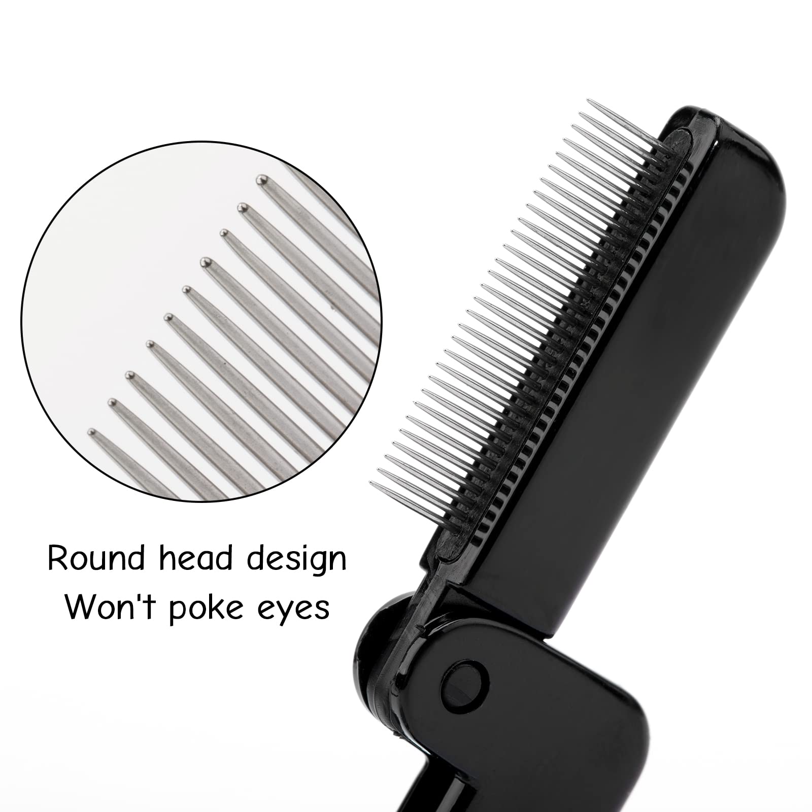 G2Plus 2Pcs Folding Eyelash Comb, Eyebrow Comb Metal Teeth, Professional Tool For Define Lash & Brow (Black)