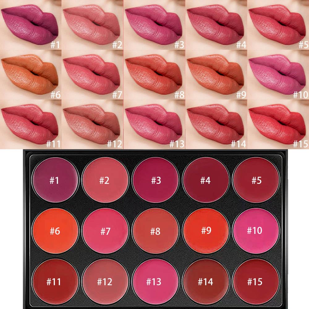 Kaely 15 Colors Lipstick Palette,Pro Lip Gloss Lip Palette,Halloween Makeup Matte Red Lipstick For Women,Labiales Mate 24 Horas