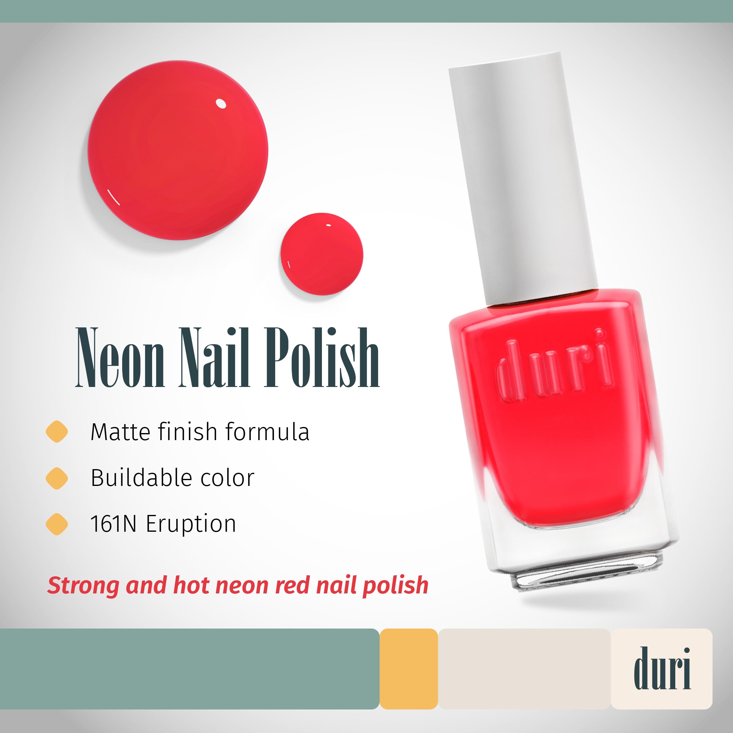 Duri 161N Eruption - Neon Red Nail Polish