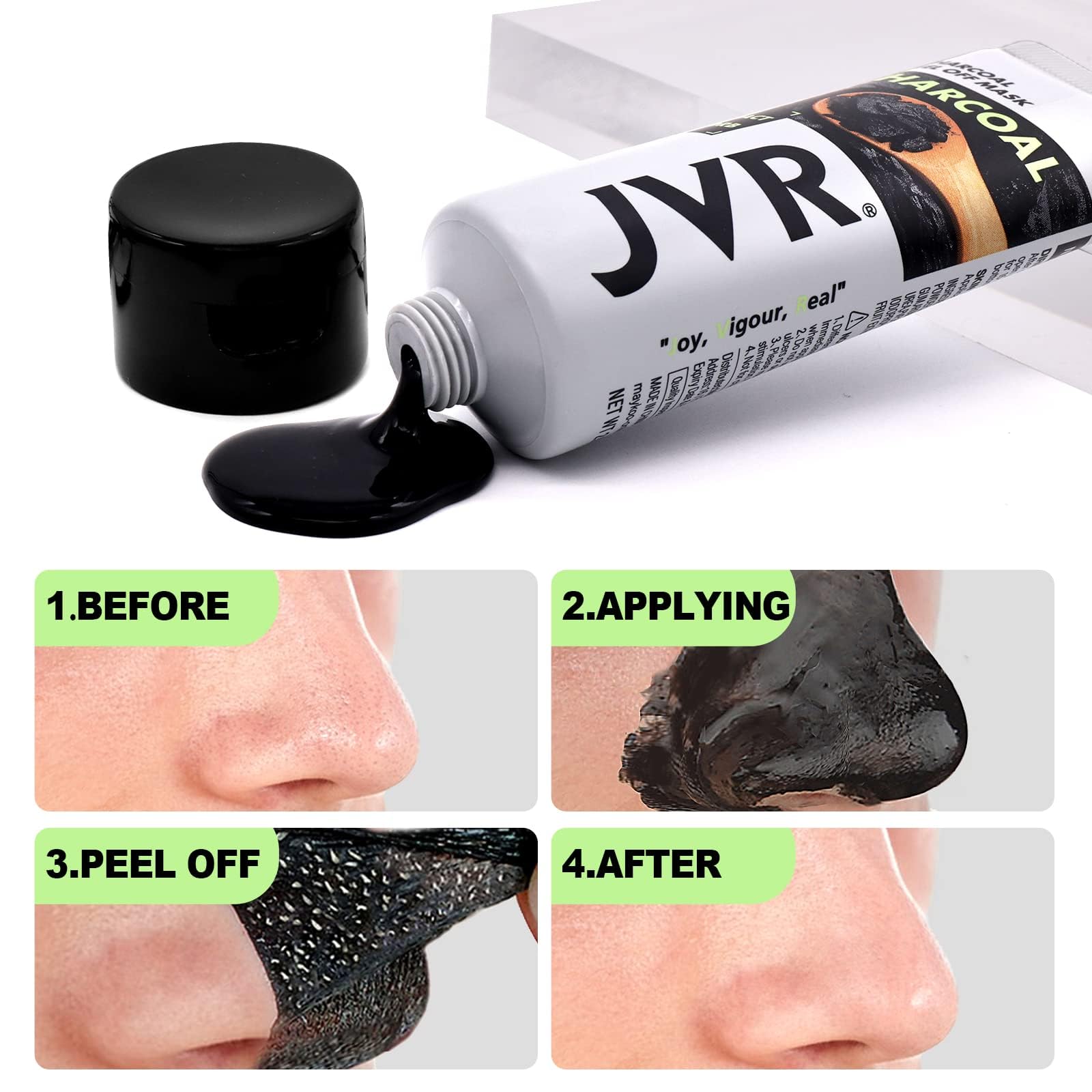 JVR Peel Off Face Mask, Blackhead Remover Mask for Men, Charcoal Peel Off Black Mask, Facial Mask Purifying and Deep Cleansing f