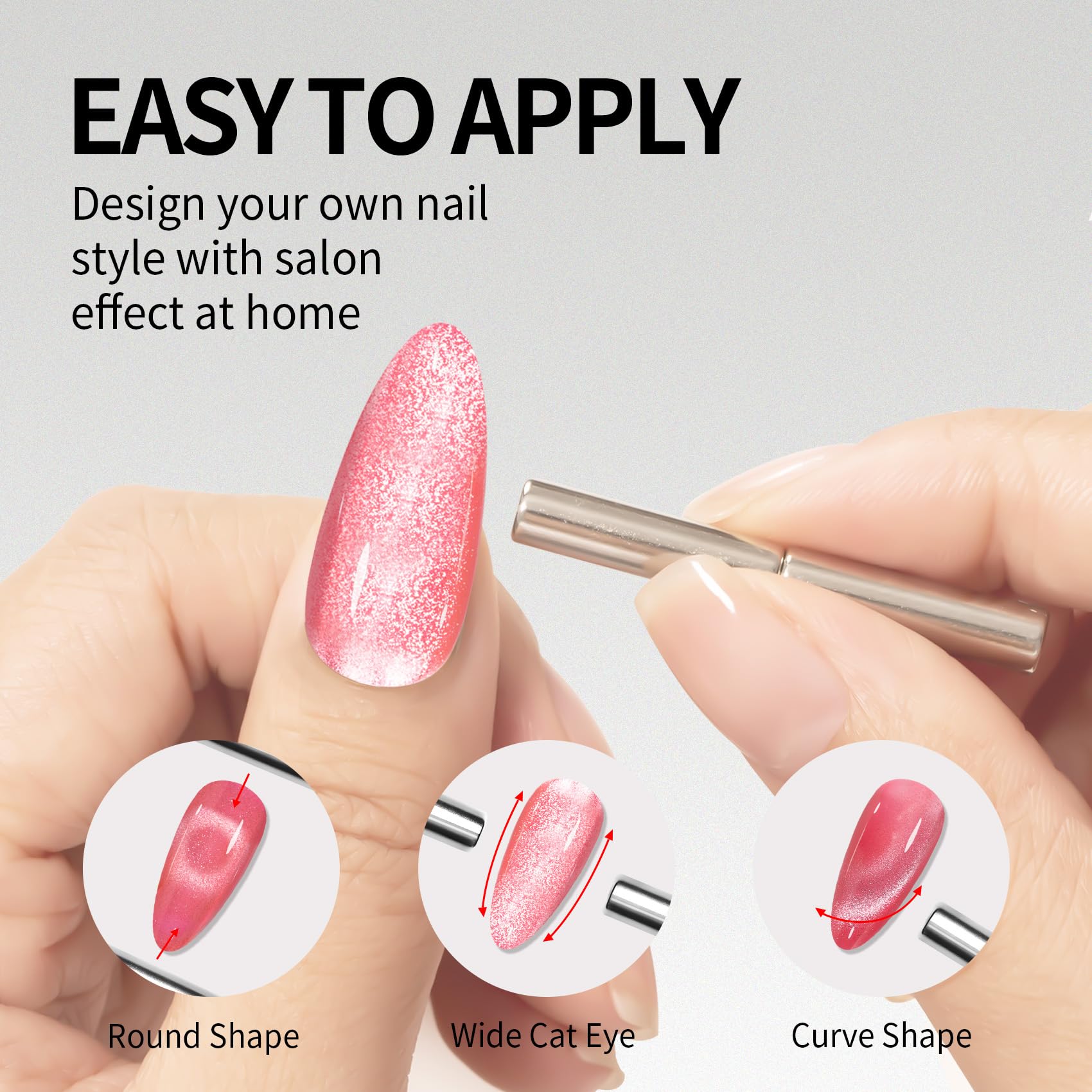 Maychao 15Ml Cat Eye Gel Nail Polish 1Pc Candy Pink Gel Polish With Magnet Soak Off Holographic Magnetic Nail Polish For Nail Ar