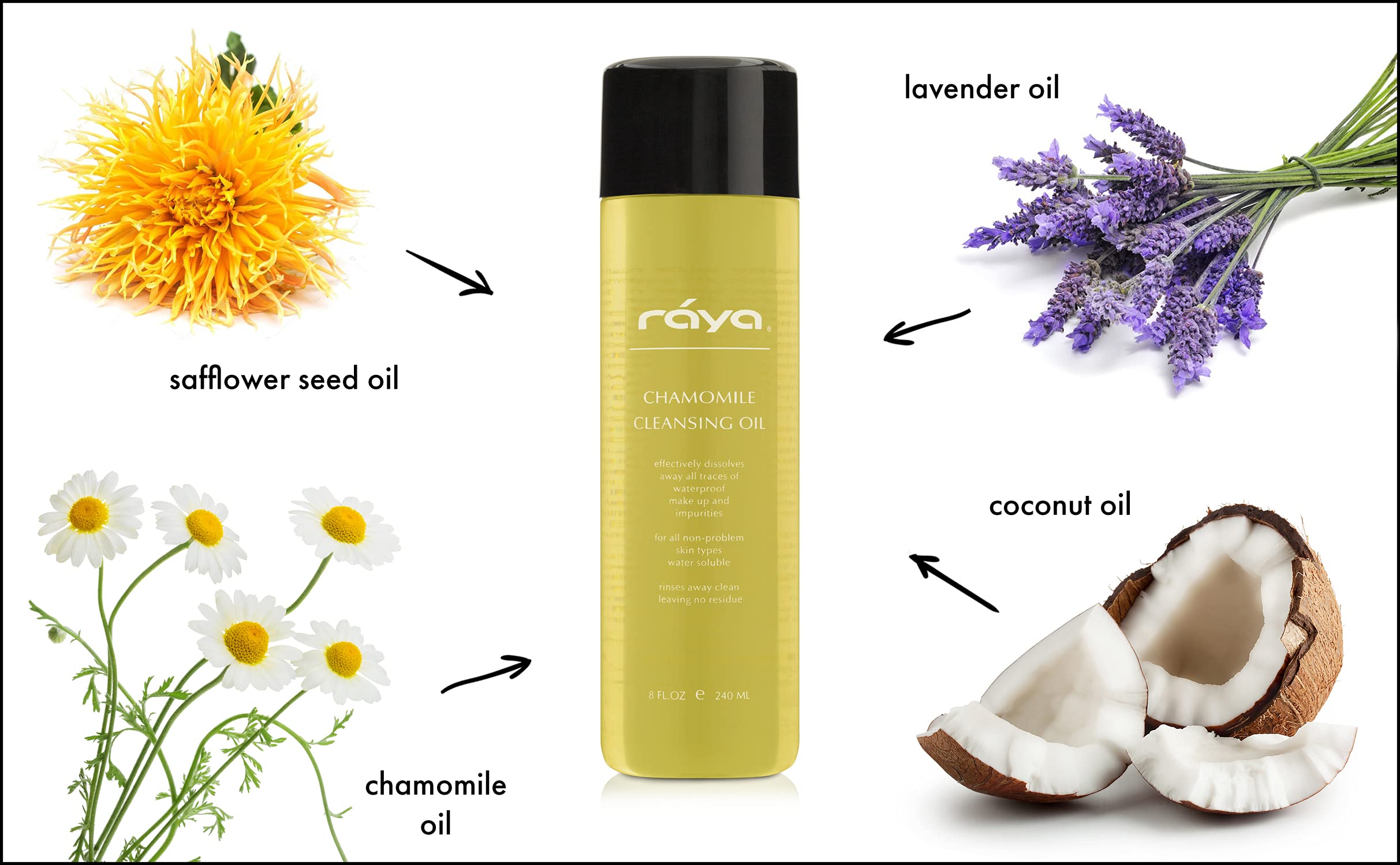 Raya Chamomile Facial Cleansing Oil (154) | Natural And Organic, Water-Soluble Oil Cleanser And Water-Proof Make-Up Remover For