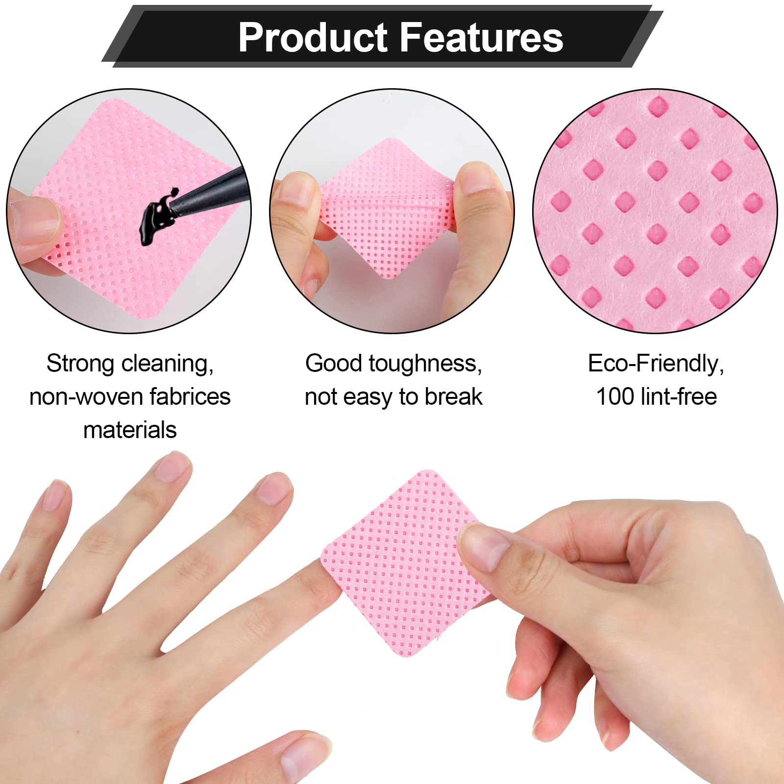 400 Pieces Nail Cotton Pads,1 Pull-Down Pump Dispenser Bottle, Super Absorbent Soft Non-Woven Eyelash Glue Wipes, Nail Polish De