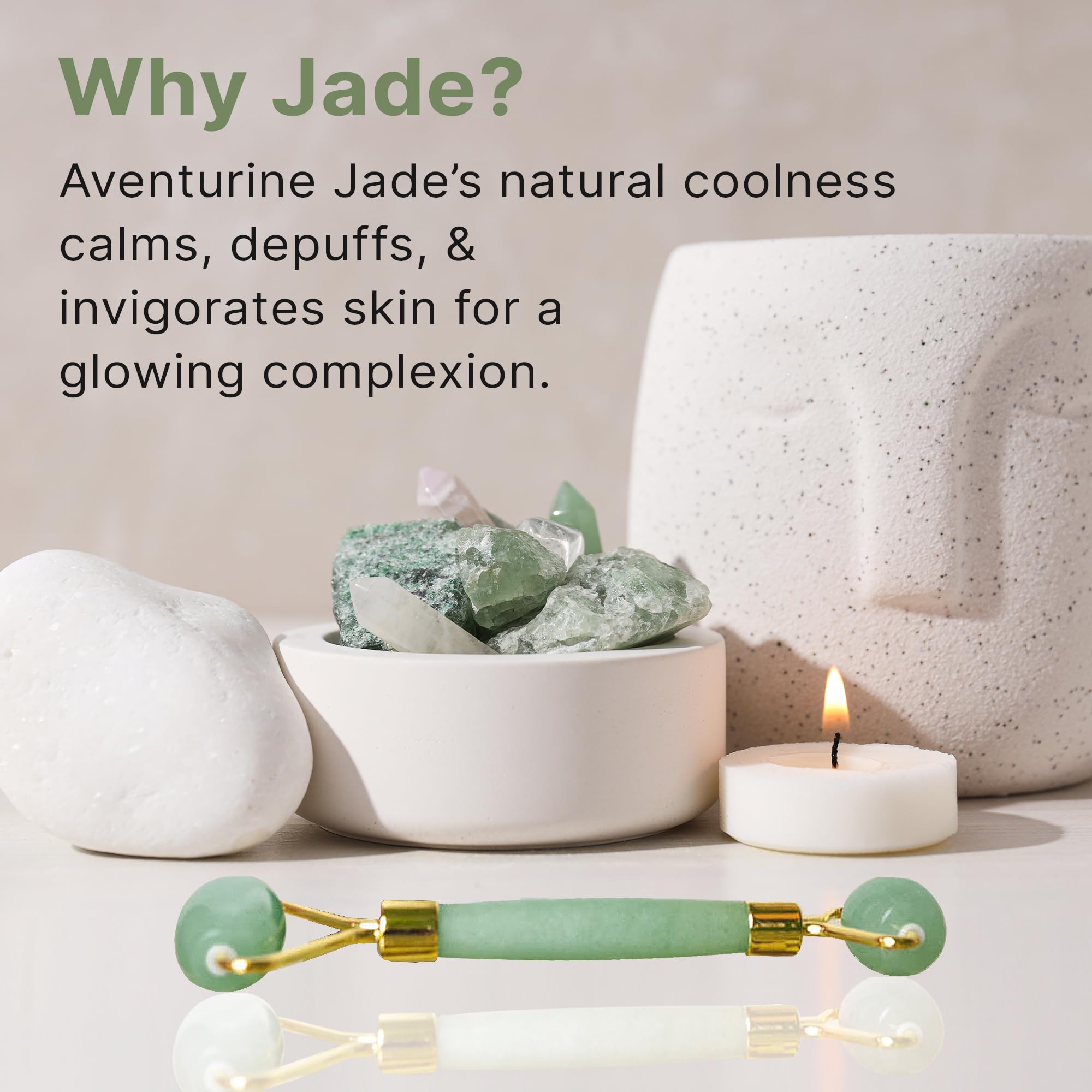 Jade Roller for Face - Skin care Tools Used With Beauty Products, Jade Face Roller for Face, Small Eye Roller for Puffy Eyes, Fa