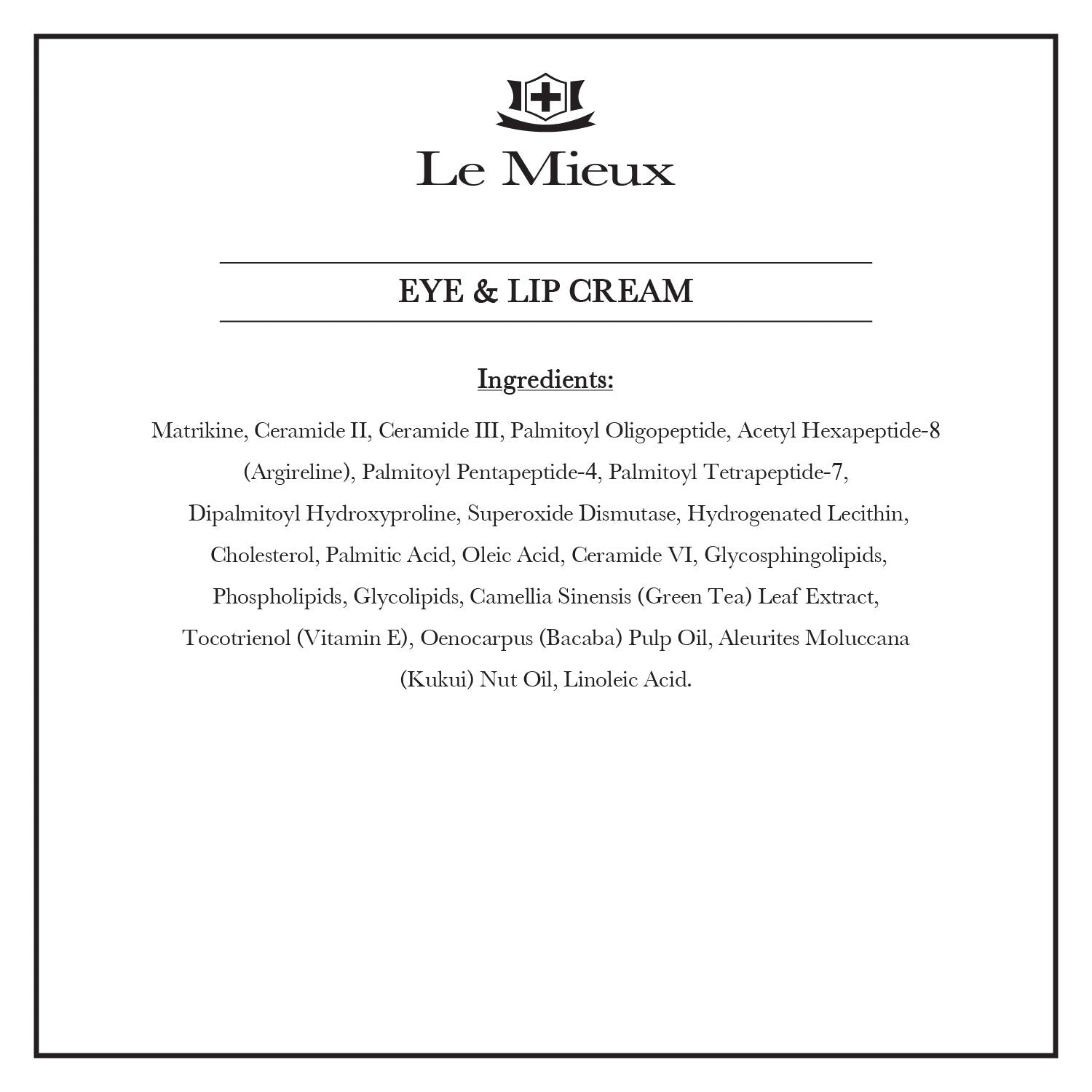 Le Mieux Eye & Lip Cream - Anti Aging Eye and Lip Moisturizer, Peptide-Infused Treatment for Visible Wrinkles & Fine Lines with