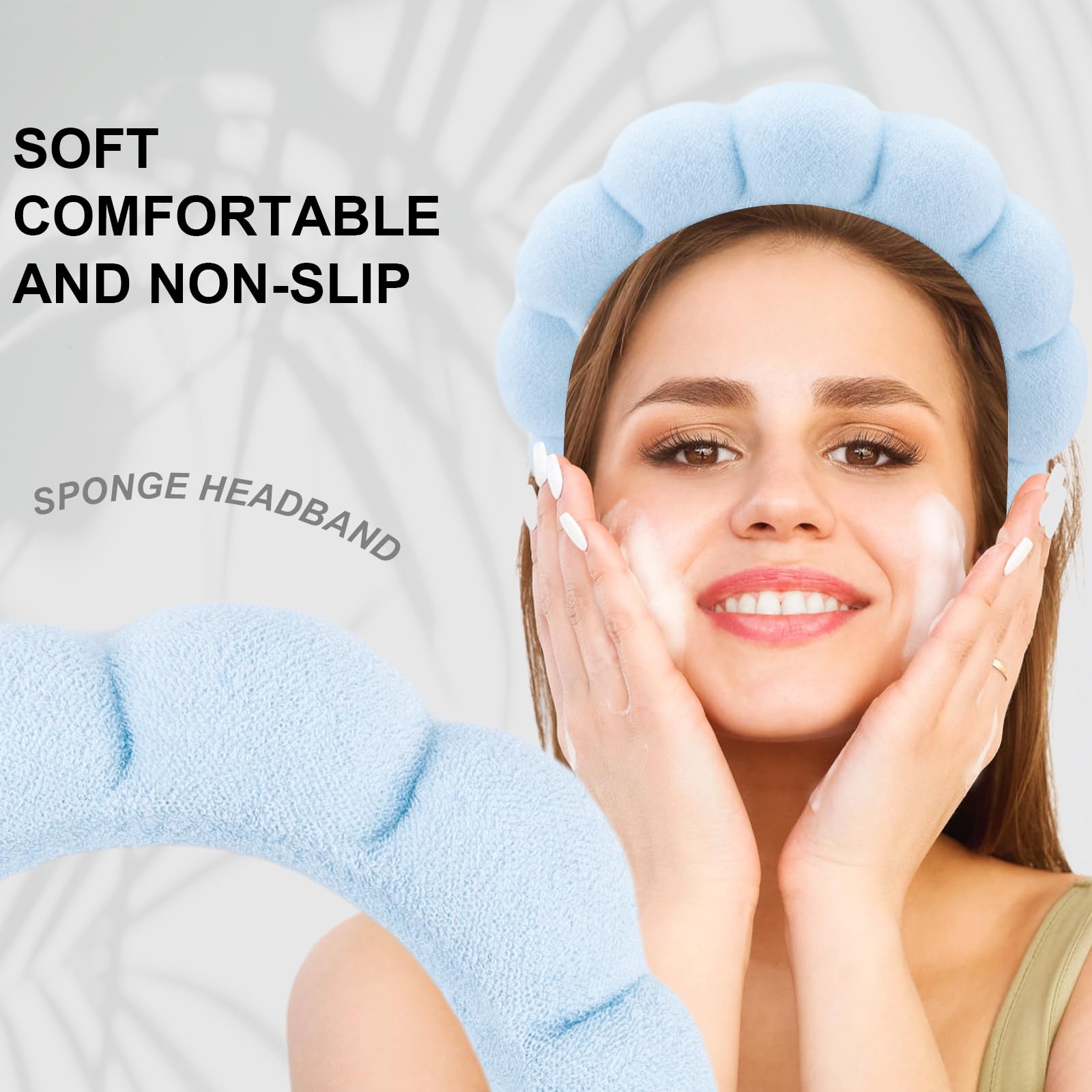 Canitor 4 PCS Spa Headband for Washing Face, Facial Skincare, Terry Cloth Sponge Makeup, Puffy Face Wash for Mask Skin Treatment