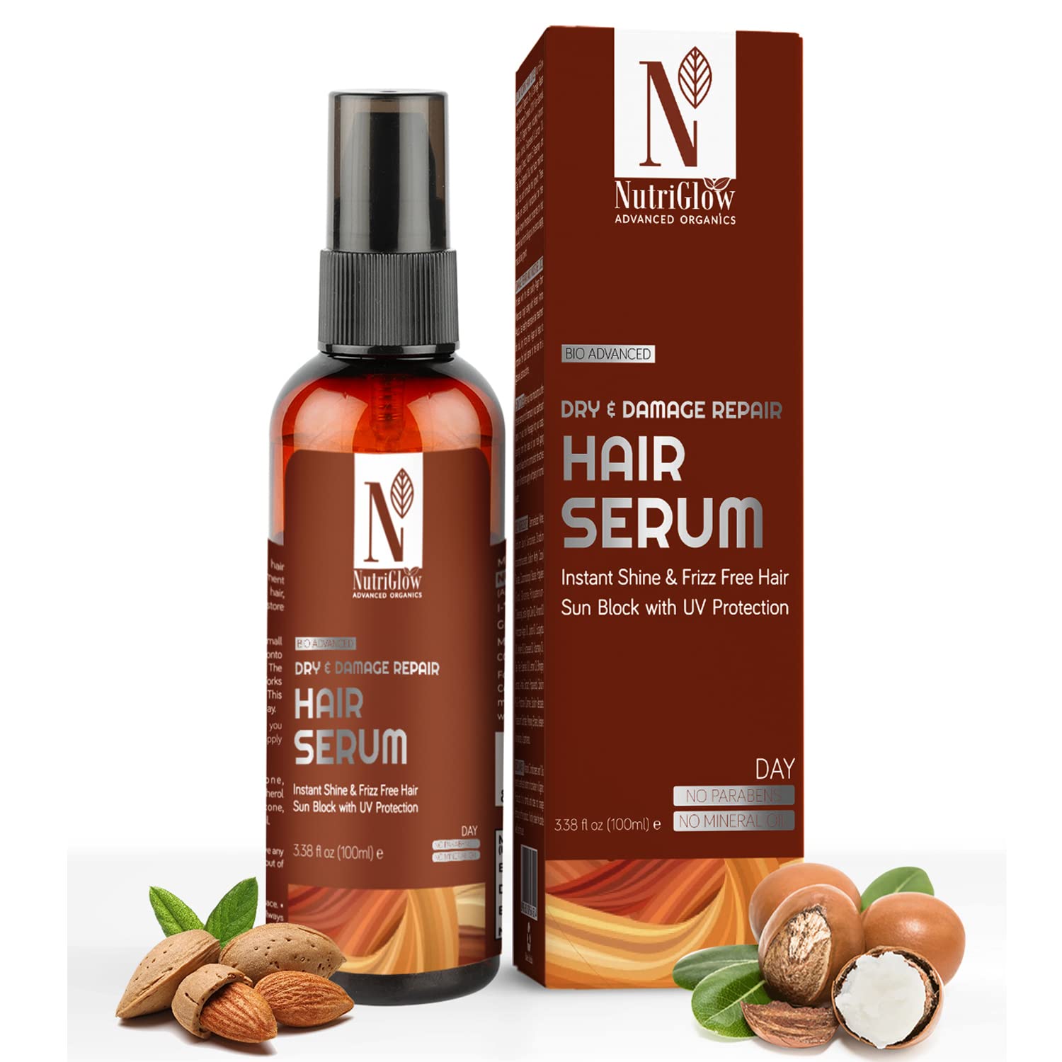 Nutriglow Advanced Organics Dry & Damage Repair Hair Serum/Damage Reverse/Moisture Lock Formulation/Instant Shine/Fizz Free Hair