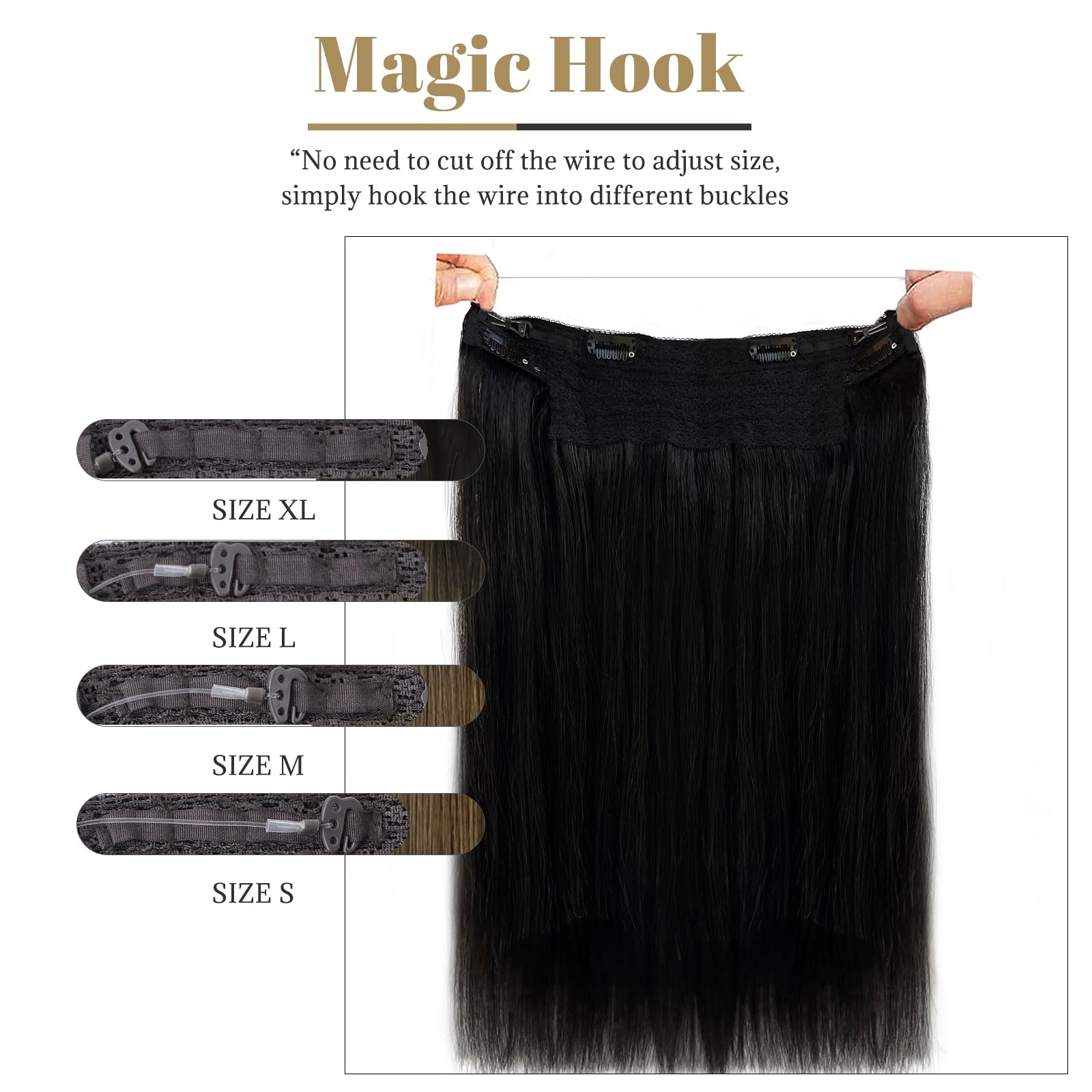 Halos Hair Extensions Real Human Hair Wire Hair Extensions Real Human Hair With Transparent Headband Adjustable Size 4 Secure Cl