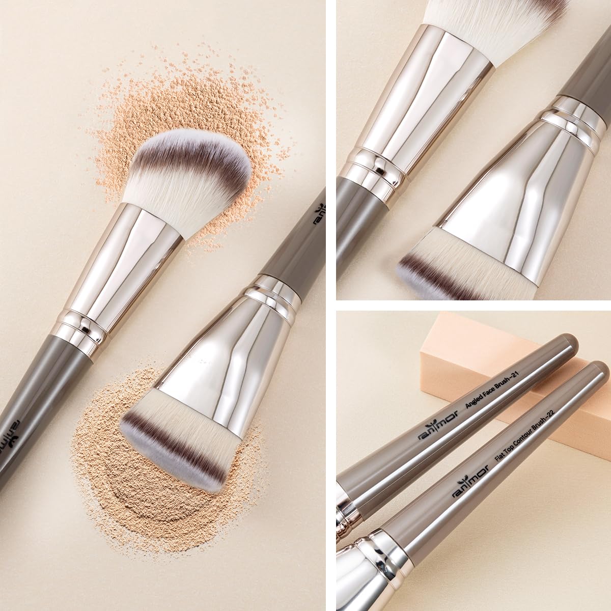 Contour Brush Set, Premium Contour Blush Bronzer Face Makeup Brush, Perfect For Cheek Forehead Jaw Nose Blending Contouring Deep