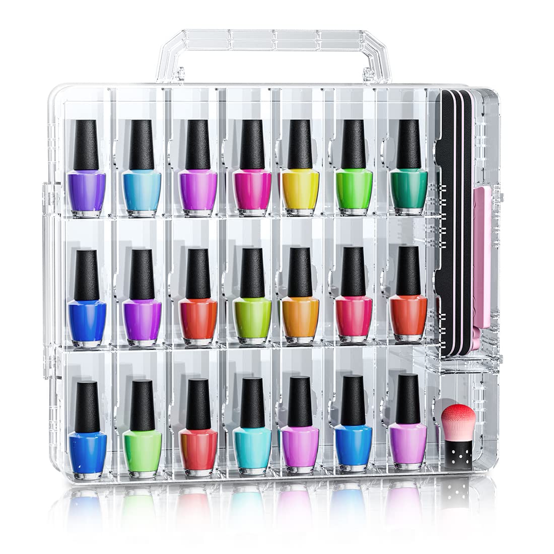 Beloving Nail Polish Organizer, 48 Bottles Transparent Nail Polish Holder With Adjustable Divider, Gel Nail Polish Storage Doubl