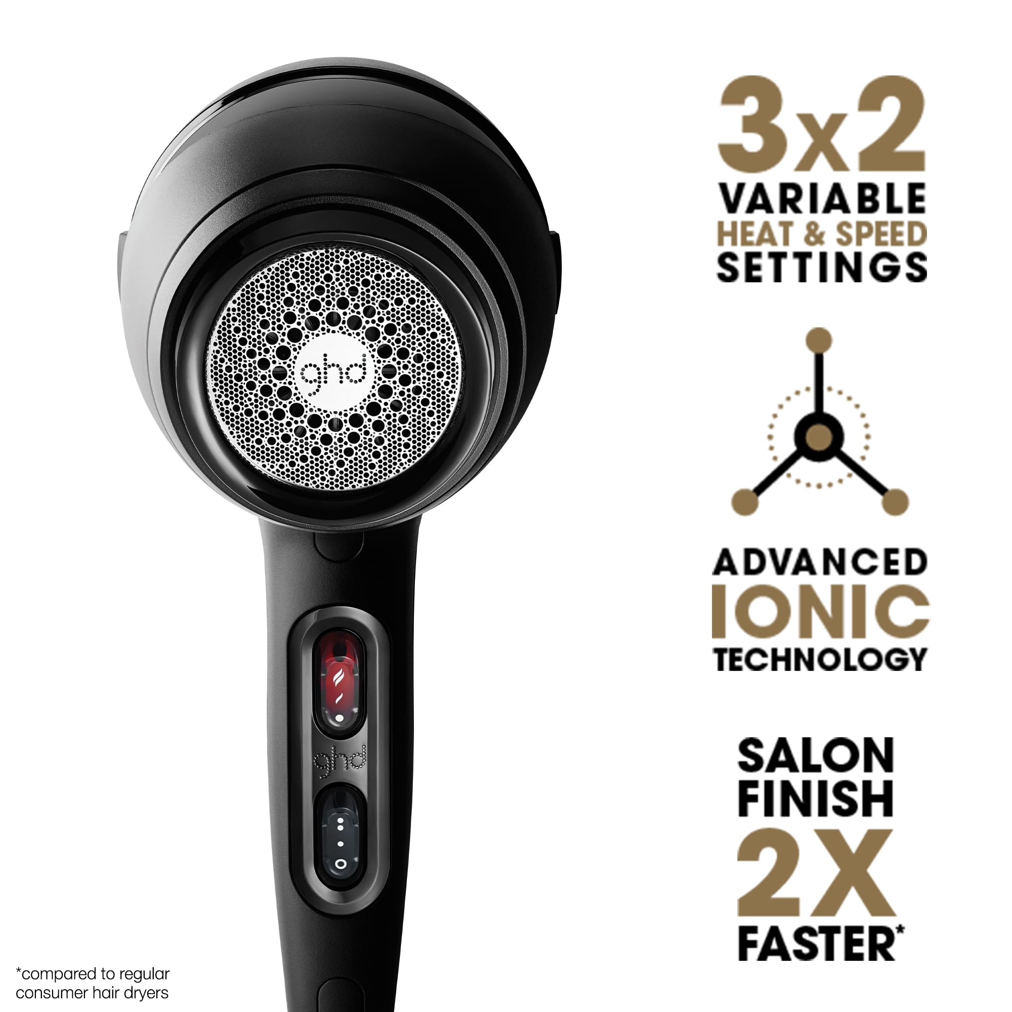 ghd Air Hair Dryer - 1600w Professional Blow Dryer, Salon Strength Motor, Concentrator Nozzle, Adjustable Temperature Setting, a