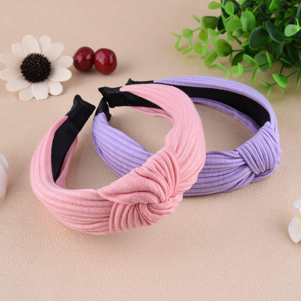 Siquk 15 Pieces Top Knot Headband Turban Headbands With Cross Knot Wide Cloth Knotted Headbands For Womem And Girls