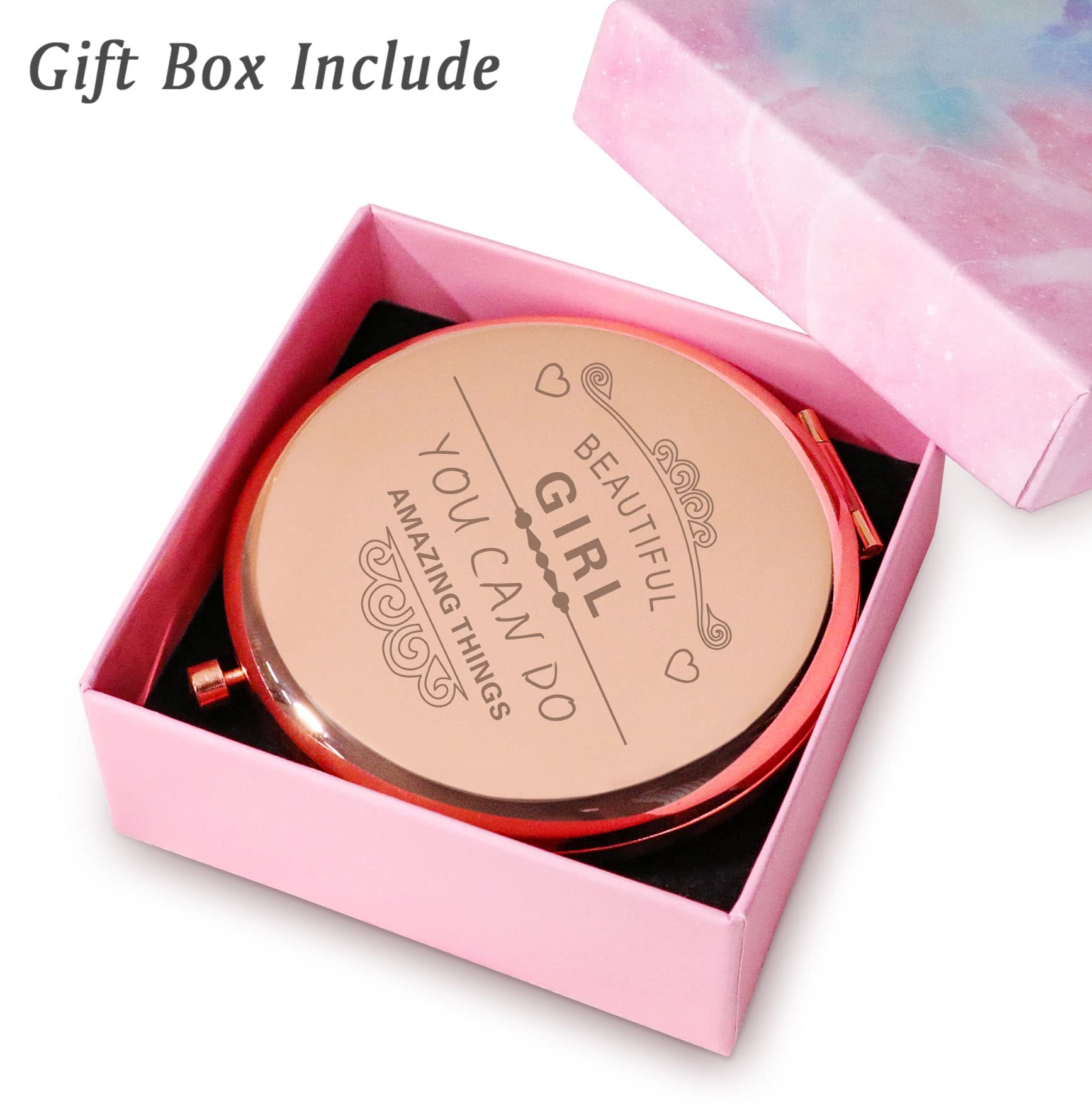 Mllxx Personalized Compact Mirrors Basket Stuffers, Inspirational Gifts For Women Girls Her Friends Niece Daughter Sister Wife G