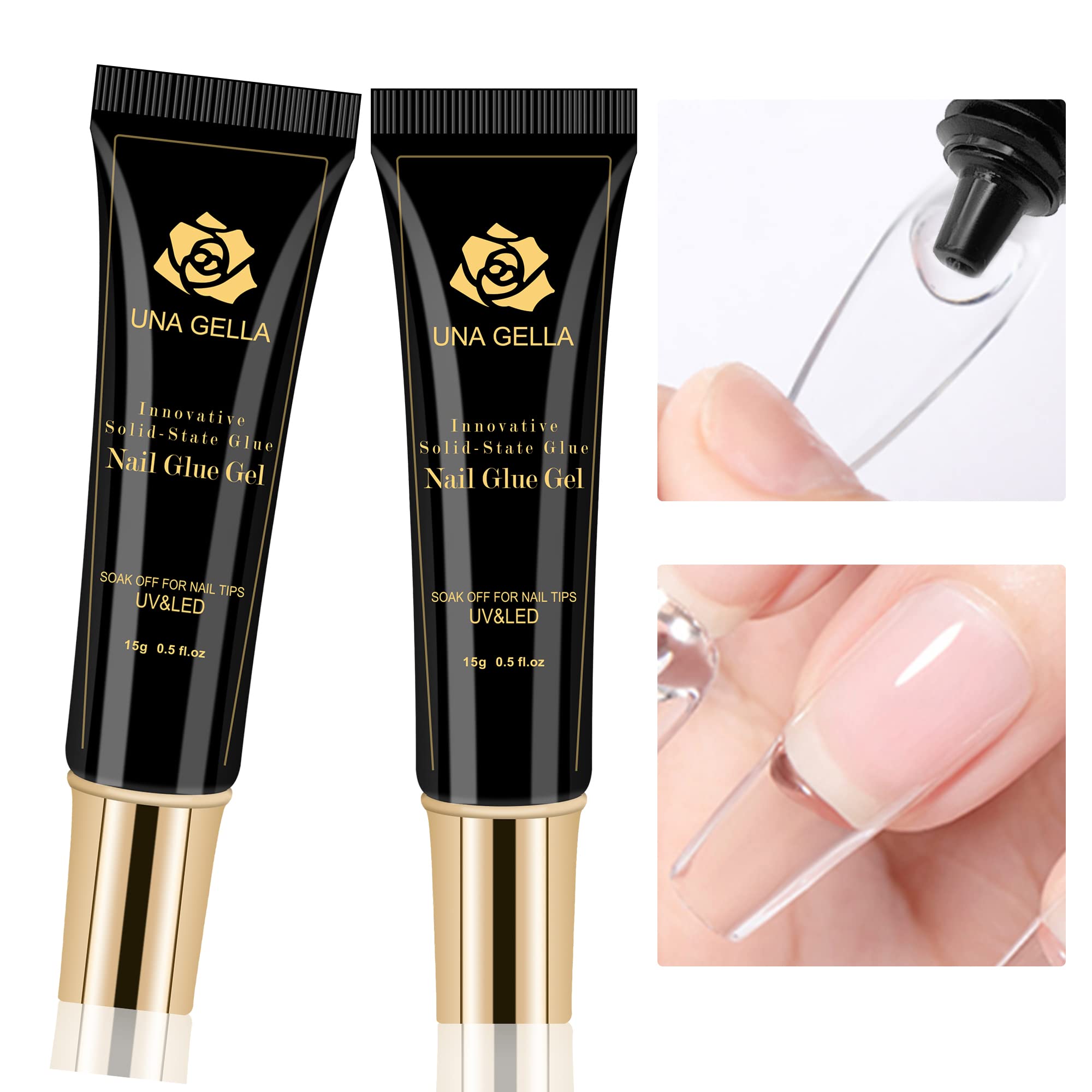 Una Gella Soft Gel Nail Tips Glue  2Pcs  Solid State Soak Off Super Strong Glue For Acrylic Nails Curing Needed For Nails Extens