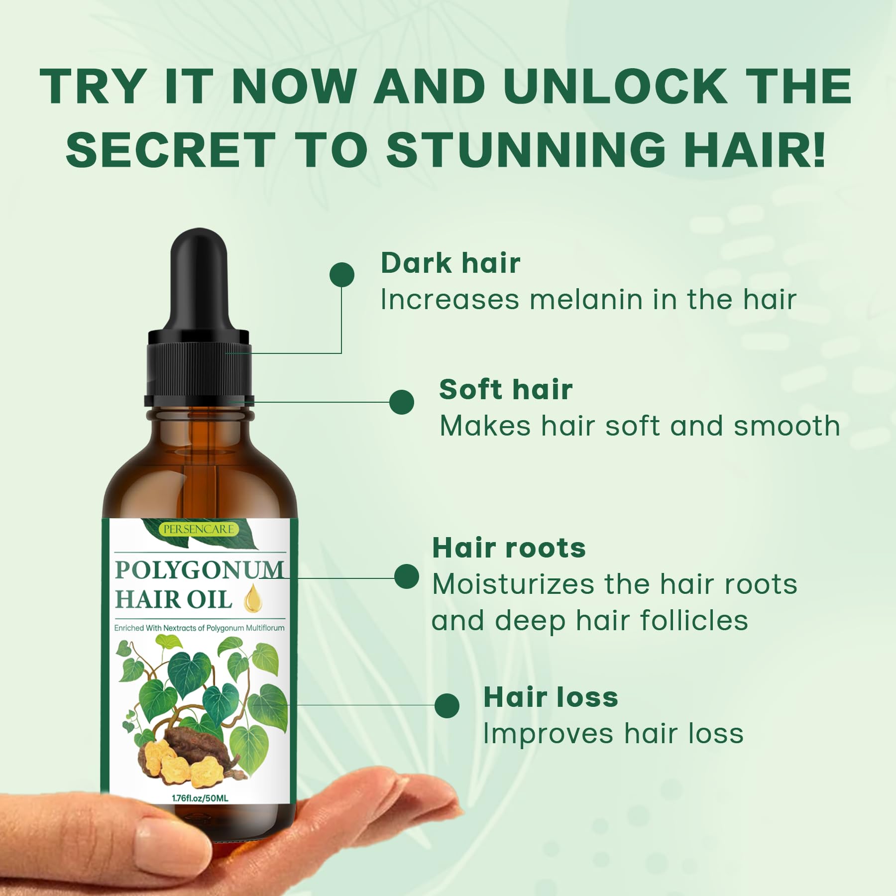 VAEYAE Natural Polygonum Multiflorum Hair Essential Oil, Nourish the Scalp & Strengthen Hair Roots, Usma Grass Promote Hair Grow