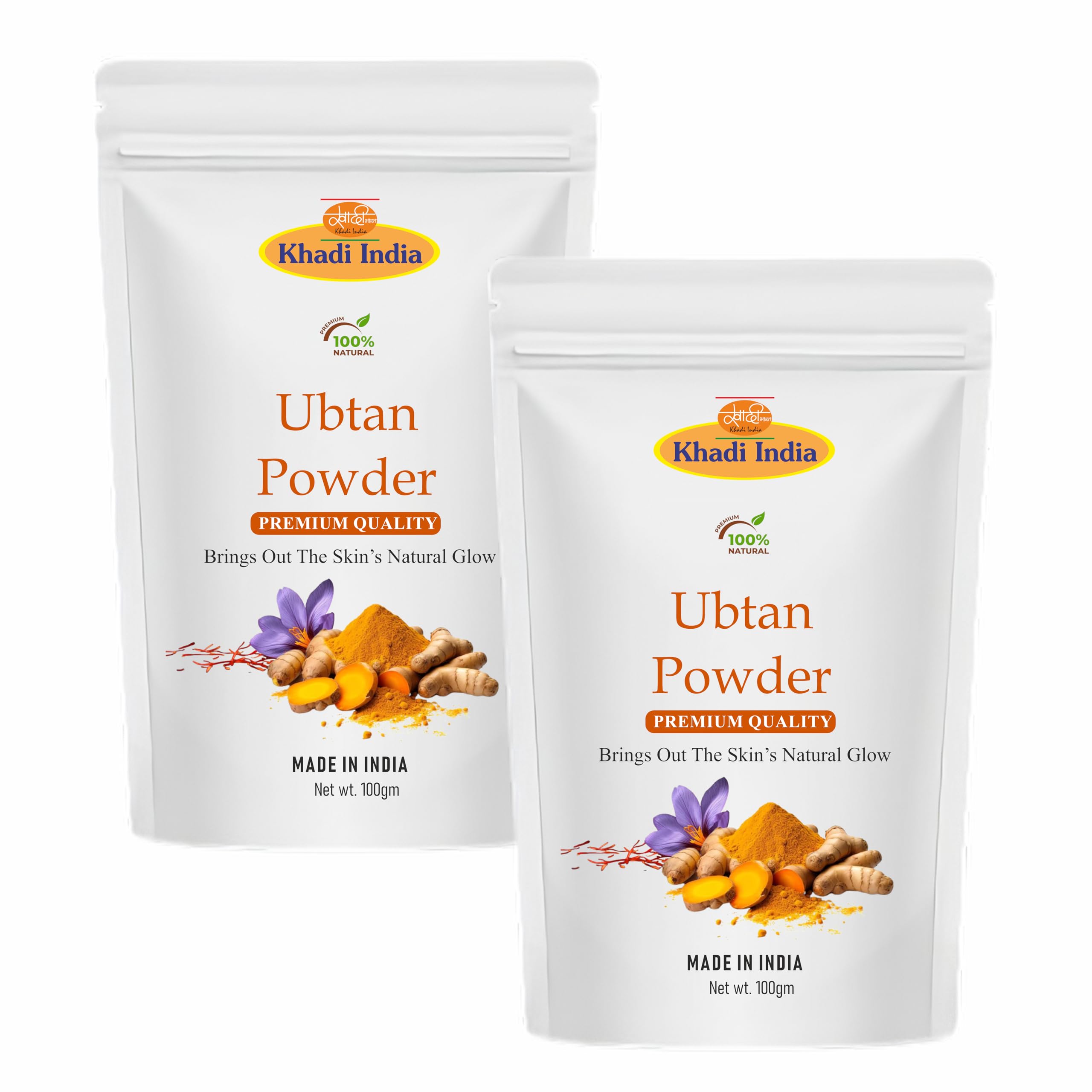 Khadi 100% Pure Organic Haldi Ubtan Powder Face Pack For Face, BodyFairness, Lightening, Glowing Skin, Remove Dead Skin, Turmer