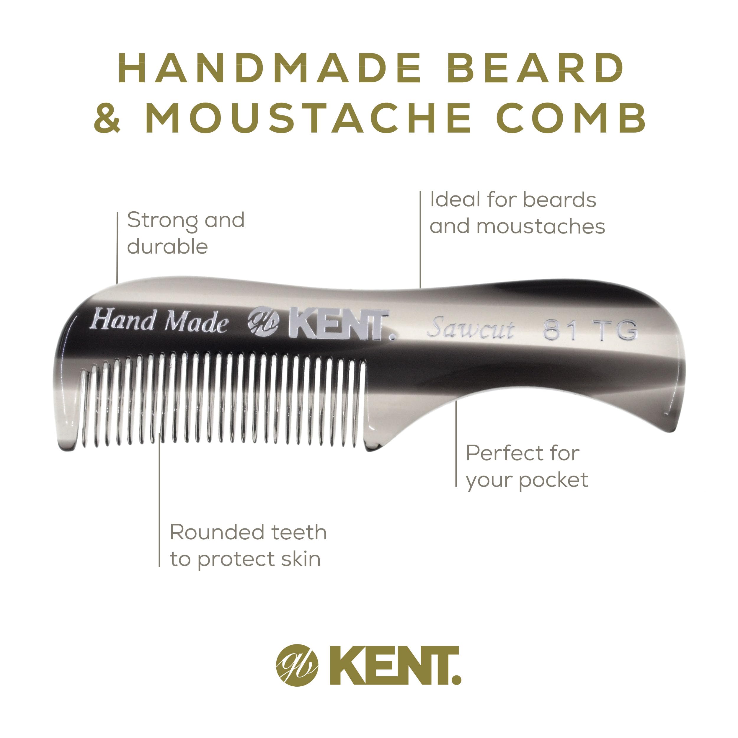 Kent A 81T Graphite X-Small Men'S Beard Mustache Pocket Comb, Fine Toothed For Facial Hair Grooming And Styling. Hand-Made Of Qu