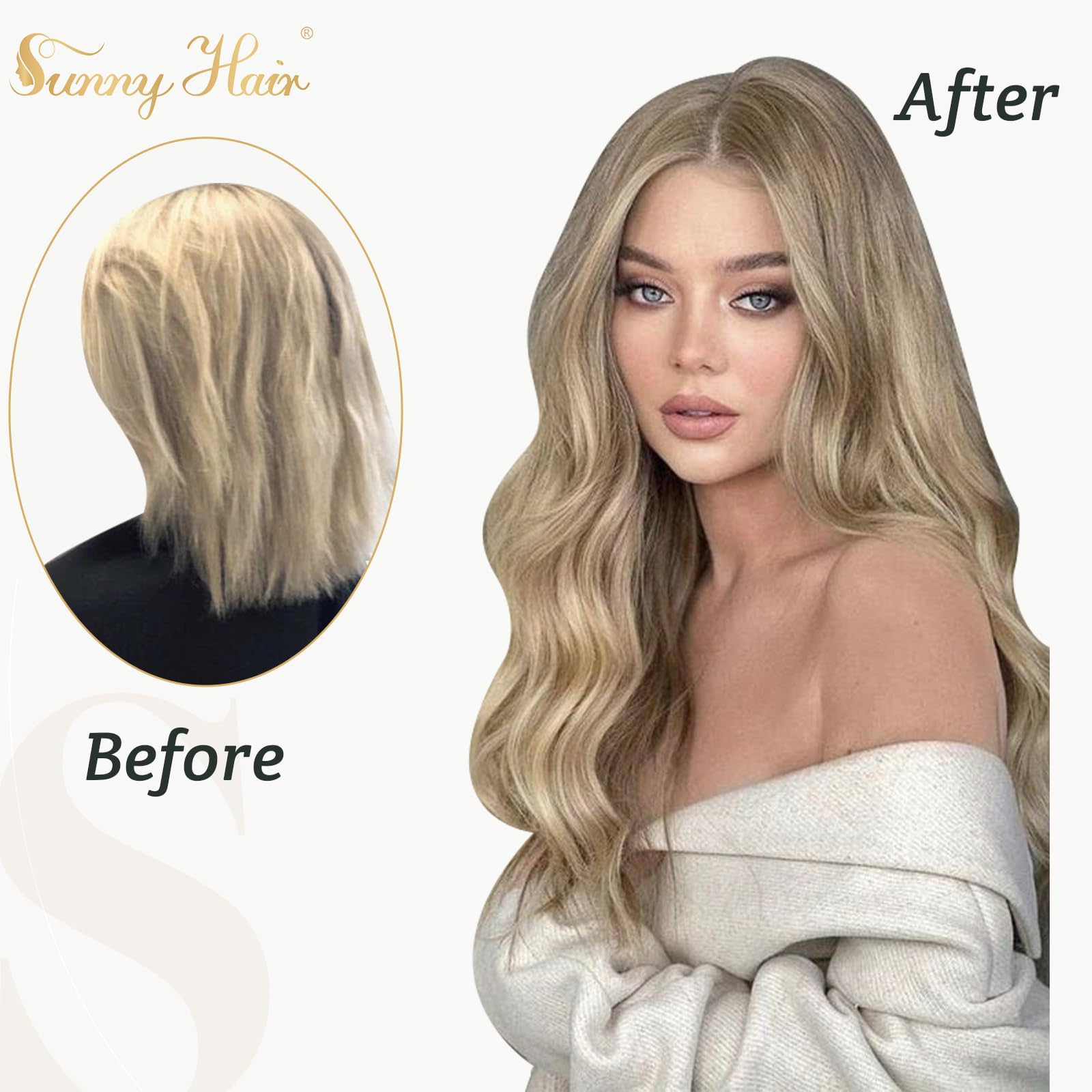 Sunny Blonde Clip In Hair Extensions Real Human Hair Clip In Extensions Highlights Blonde Invisible Clip Ins Human Hair Extensio
