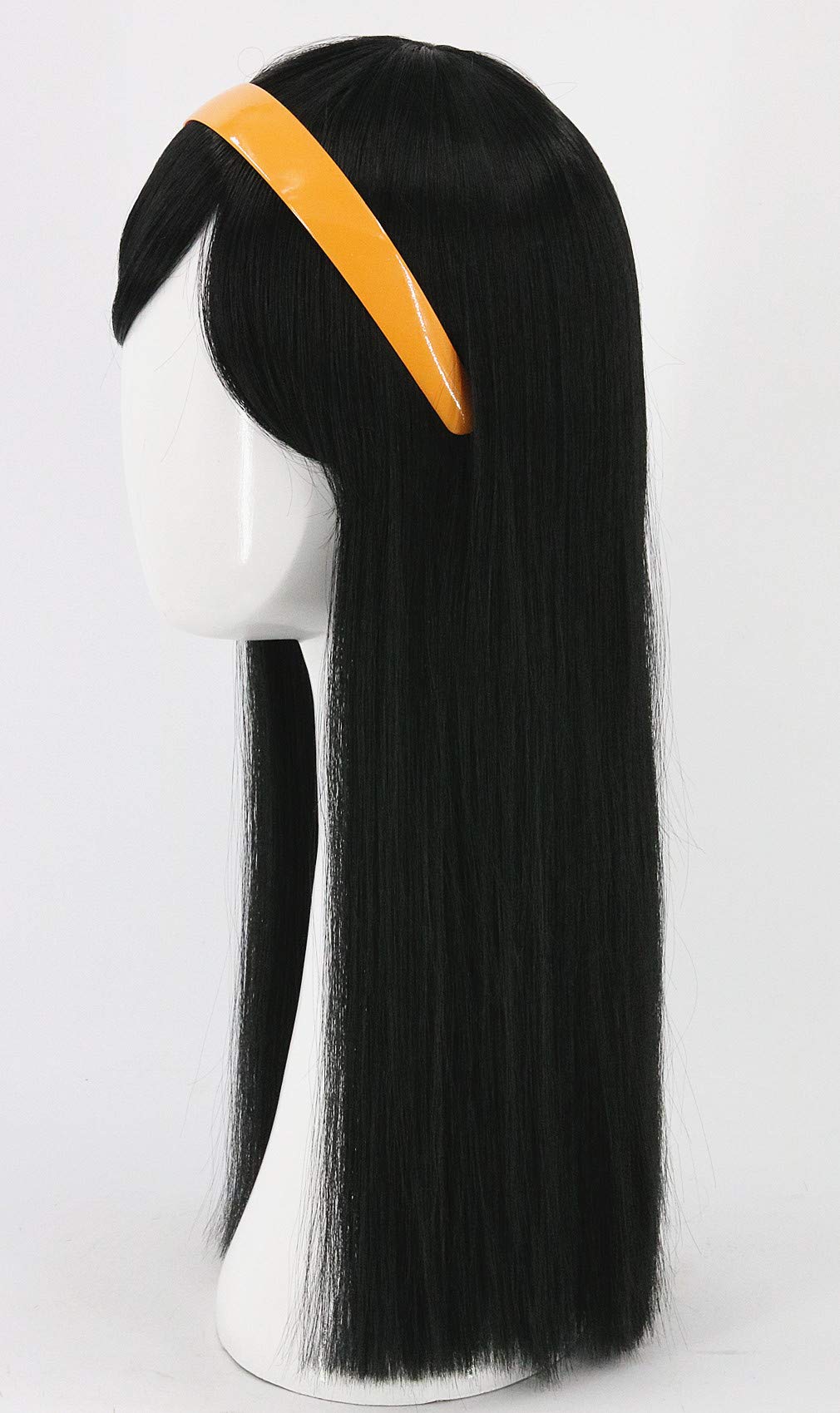 Topcosplay Girls Kids Wigs Black Long Straight Cosplay Halloween Costumes Party Wig With Headband