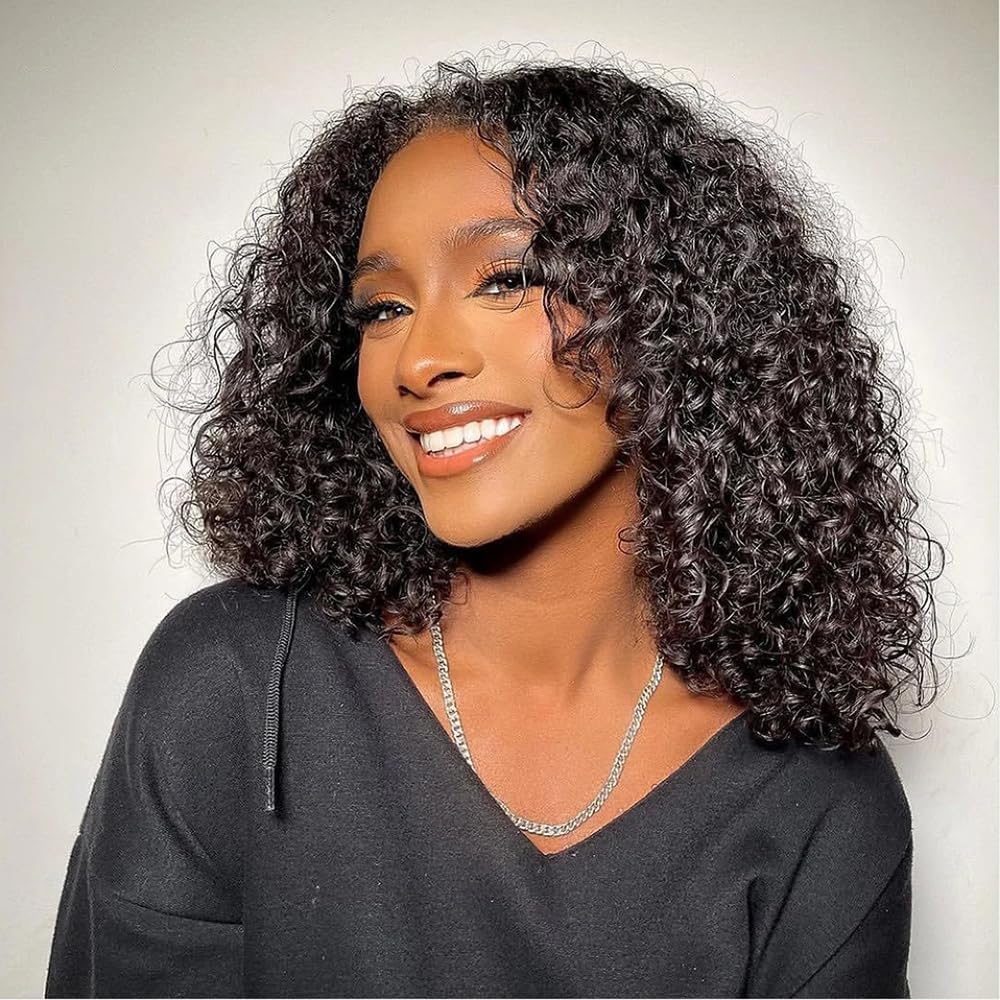 13x4 Bob Wig Human Hair Short Deep Wave Lace Front Wigs Human Hair 180% Density Deep Curly HD Lace Frontal Human Hair Wig for Wo