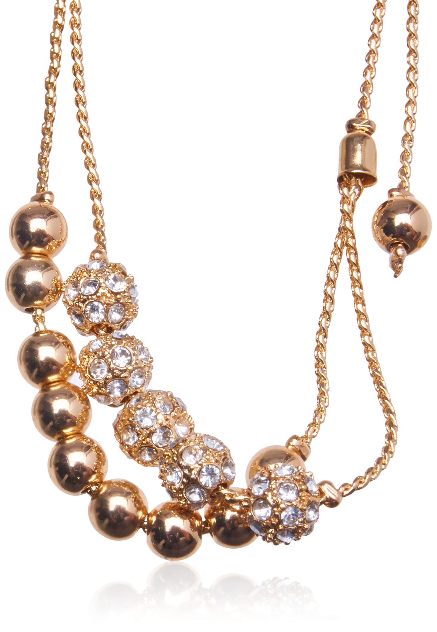 GUESS Gold-Tone Two Row Beaded Slider Bracelet