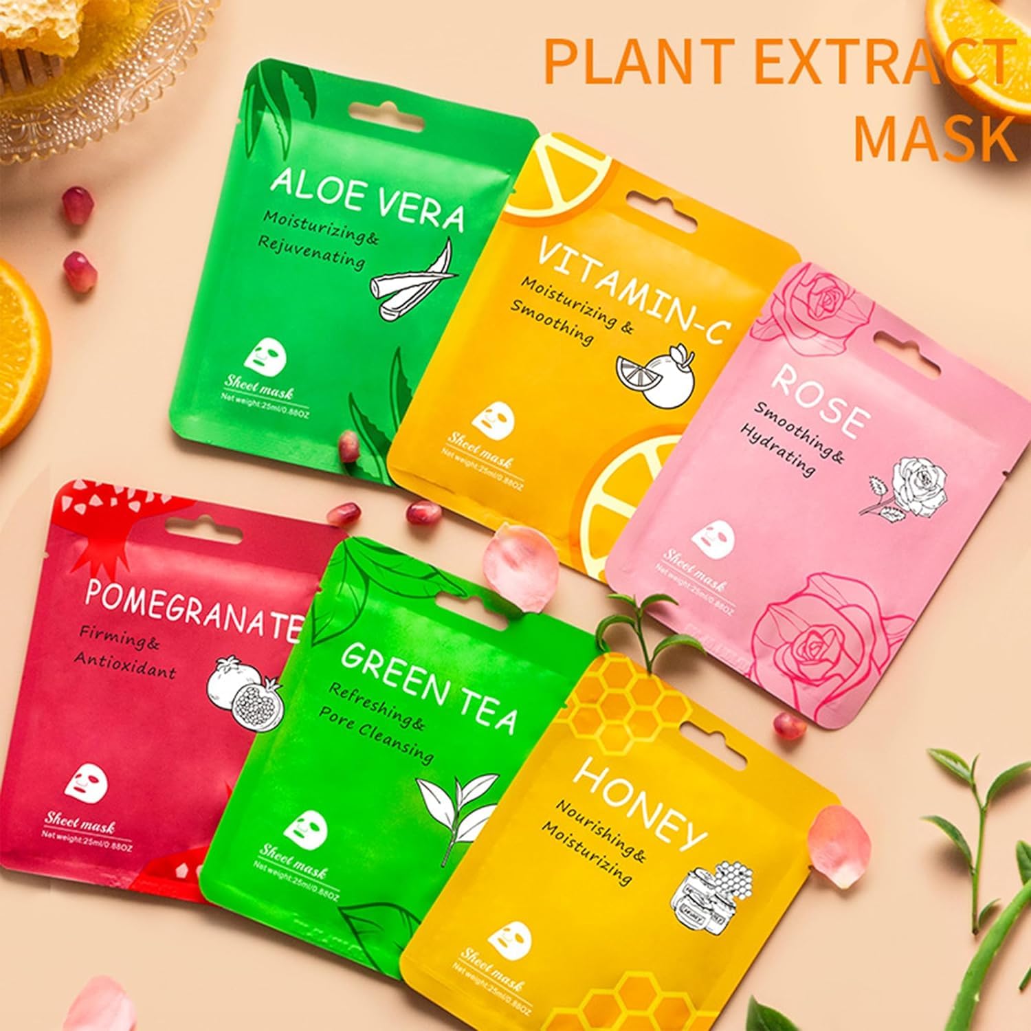 Meleell Collagen Face Masks For Skincare In Bulk, Sheet Masks For The Face, Hydrating And Moisturizing Face Masks Sets For Women